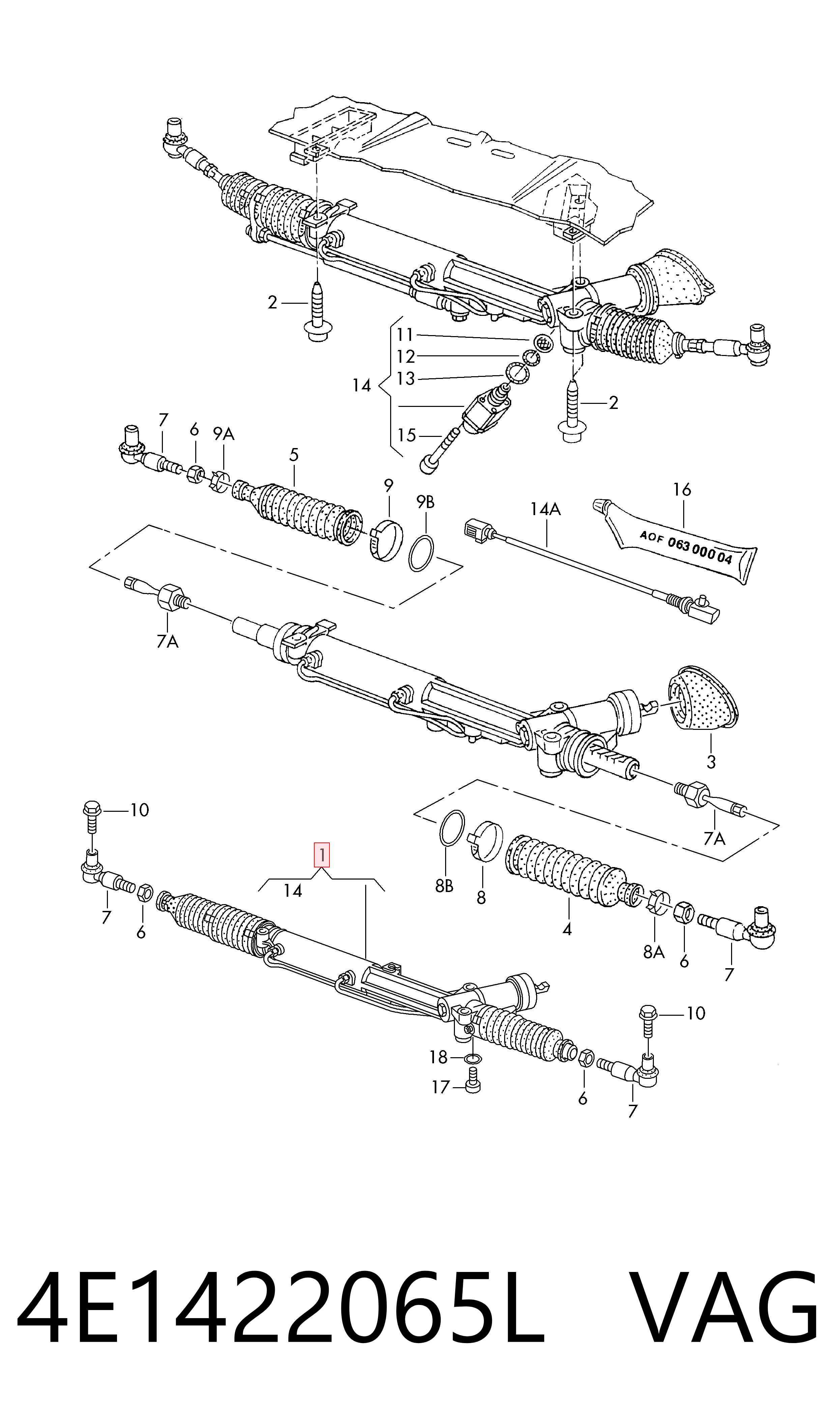 Listwa kierownicza (maglownica) Audi A8 D3 sedana (4E2, 4E8) (2002 - 2010) cena, od 294,24 USD