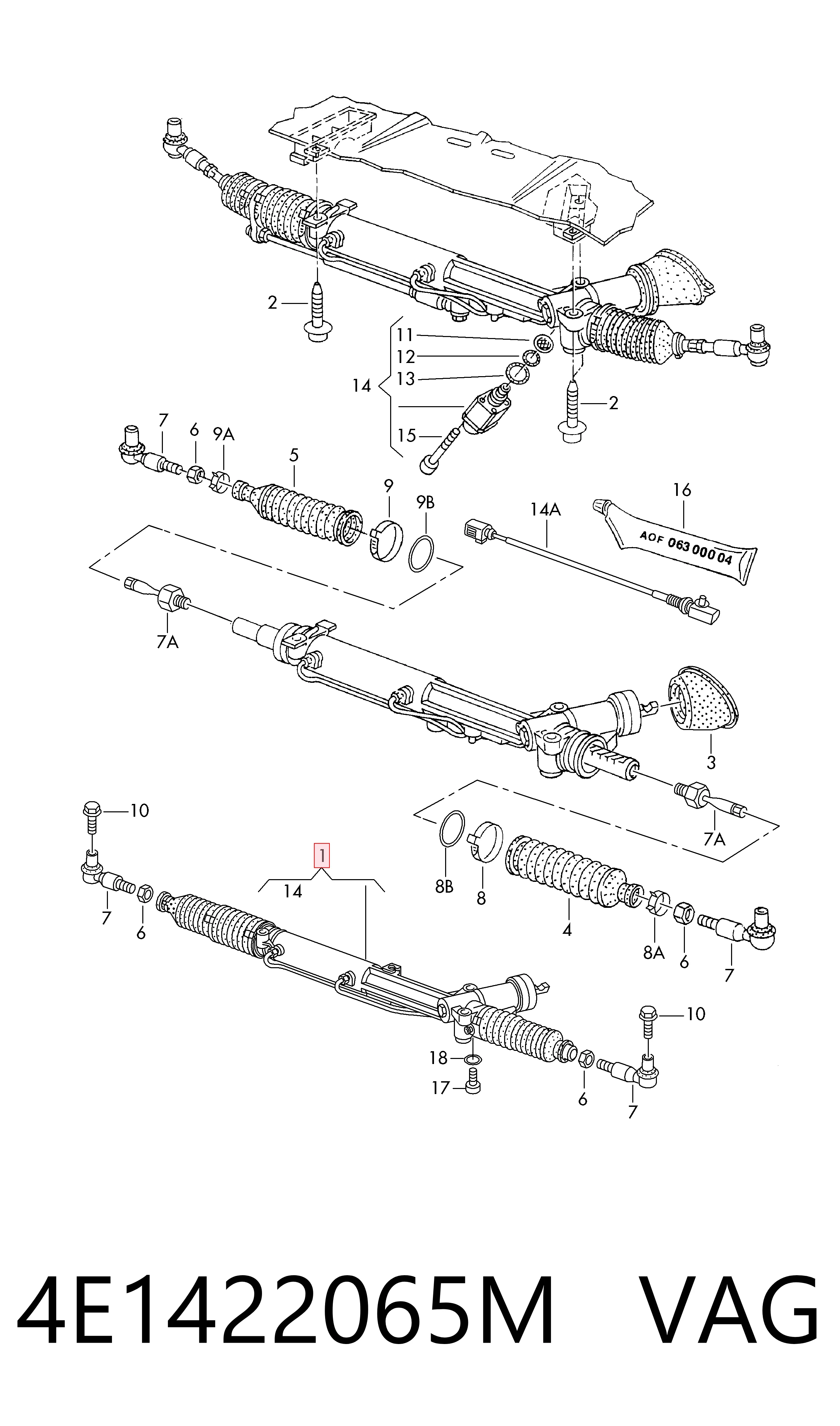Do koszyka Listwa kierownicza (maglownica) Audi A8 D3 4E2, 4E8
