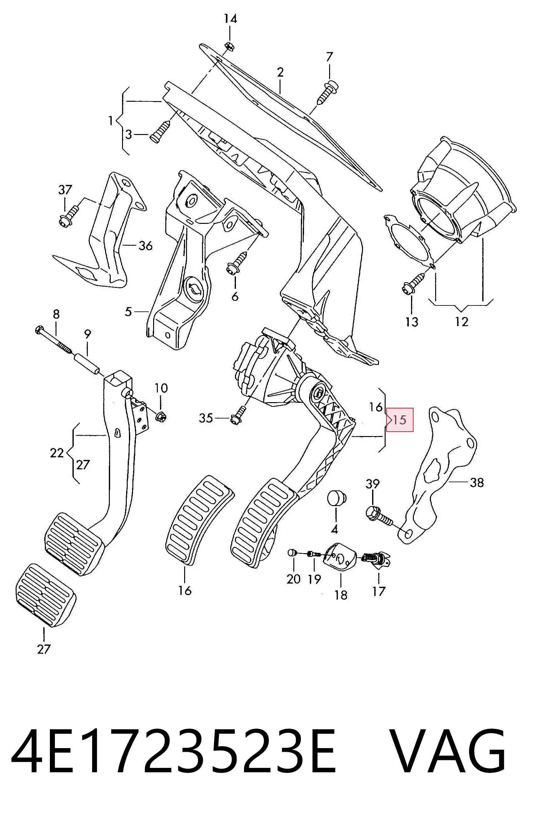 Pedał przyspieszenia (gazu) do Audi A8 D3 4E2, 4E8