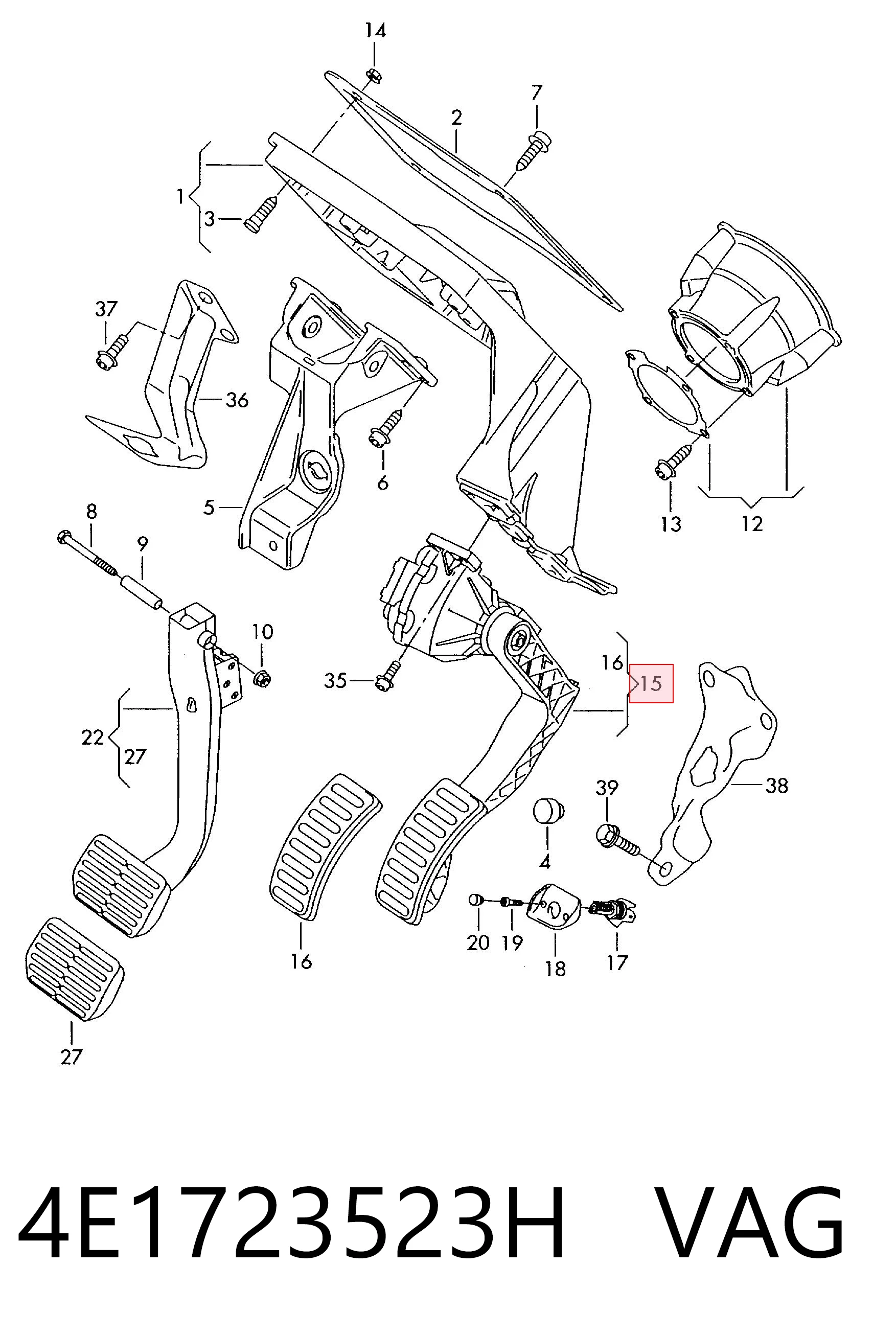 Do koszyka Pedał przyspieszenia (gazu) Audi A8 D3 4E2, 4E8