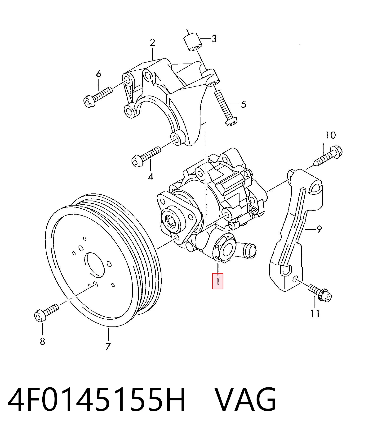 4F0145155H VAG Pompa wspomagania hydraulicznego kierownicy