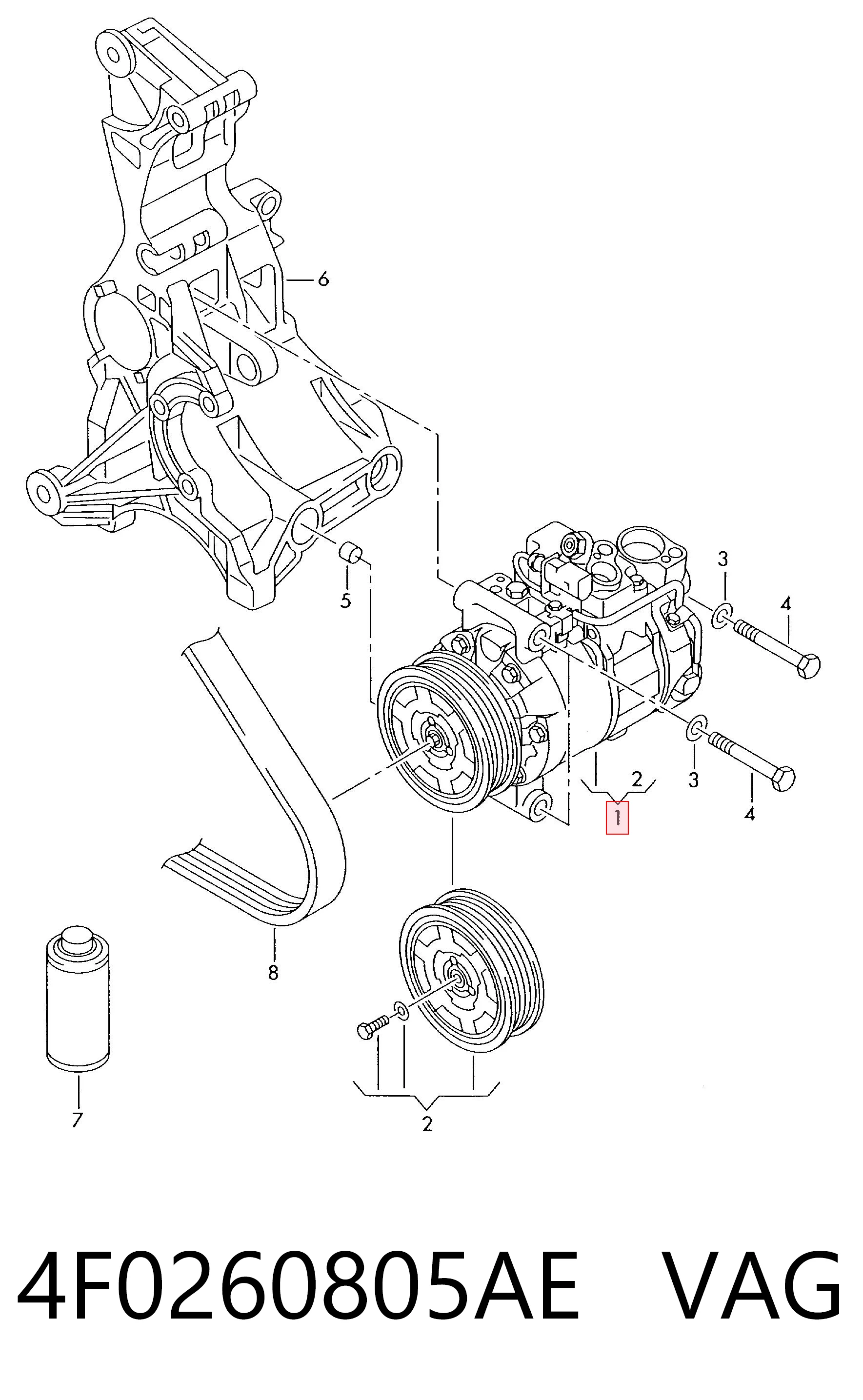 4F0260805AE VAG Sprężarka klimatyzacji