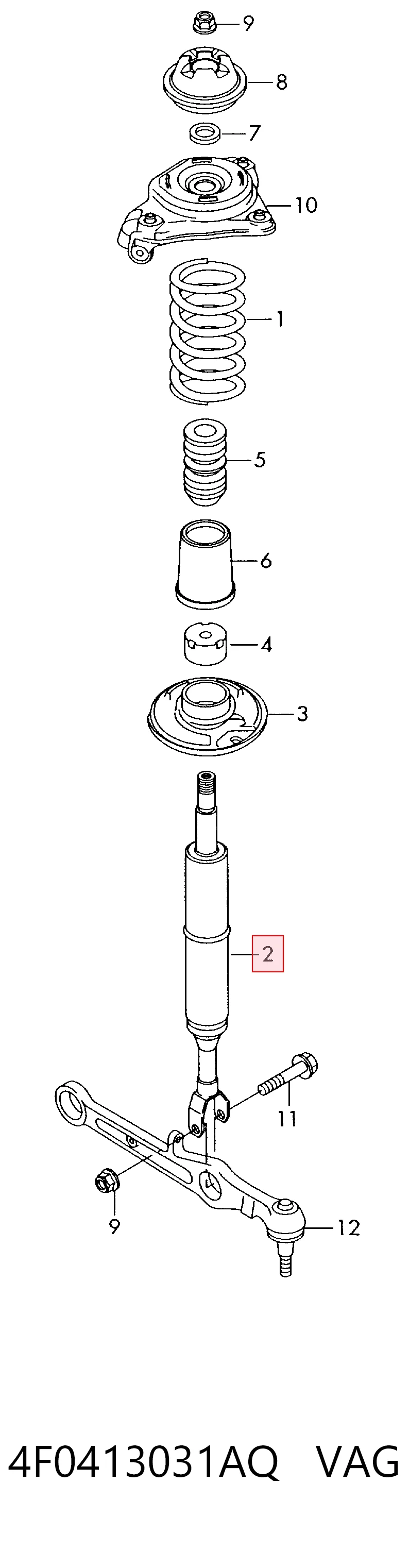 4F0413031AQ VAG Amortyzator przedni