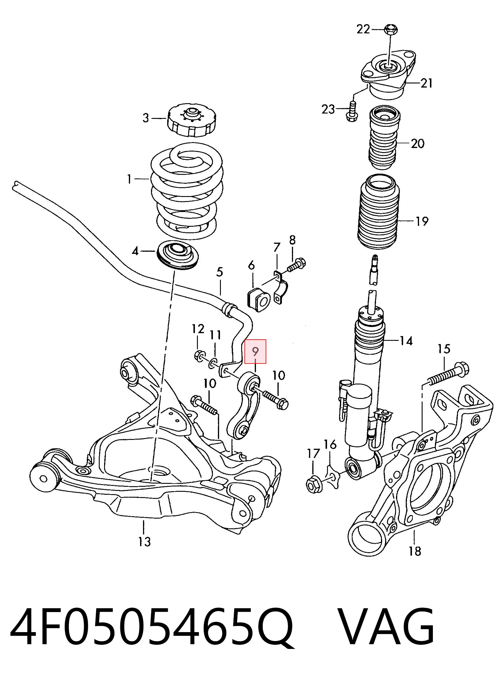 4F0505465Q VAG Łącznik stabilizatora tylnego