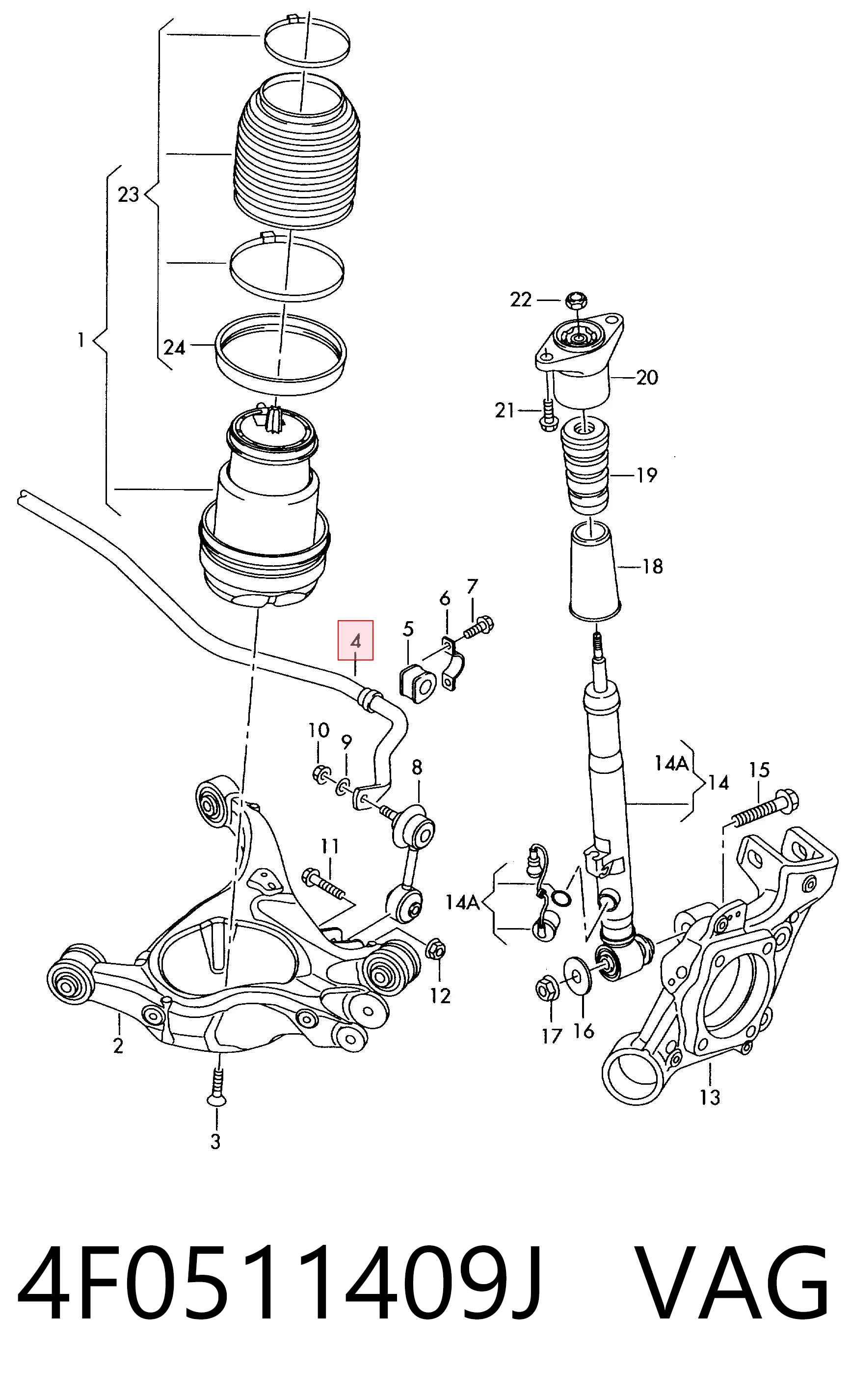 4F0511409J VAG Stabilizator tylny
