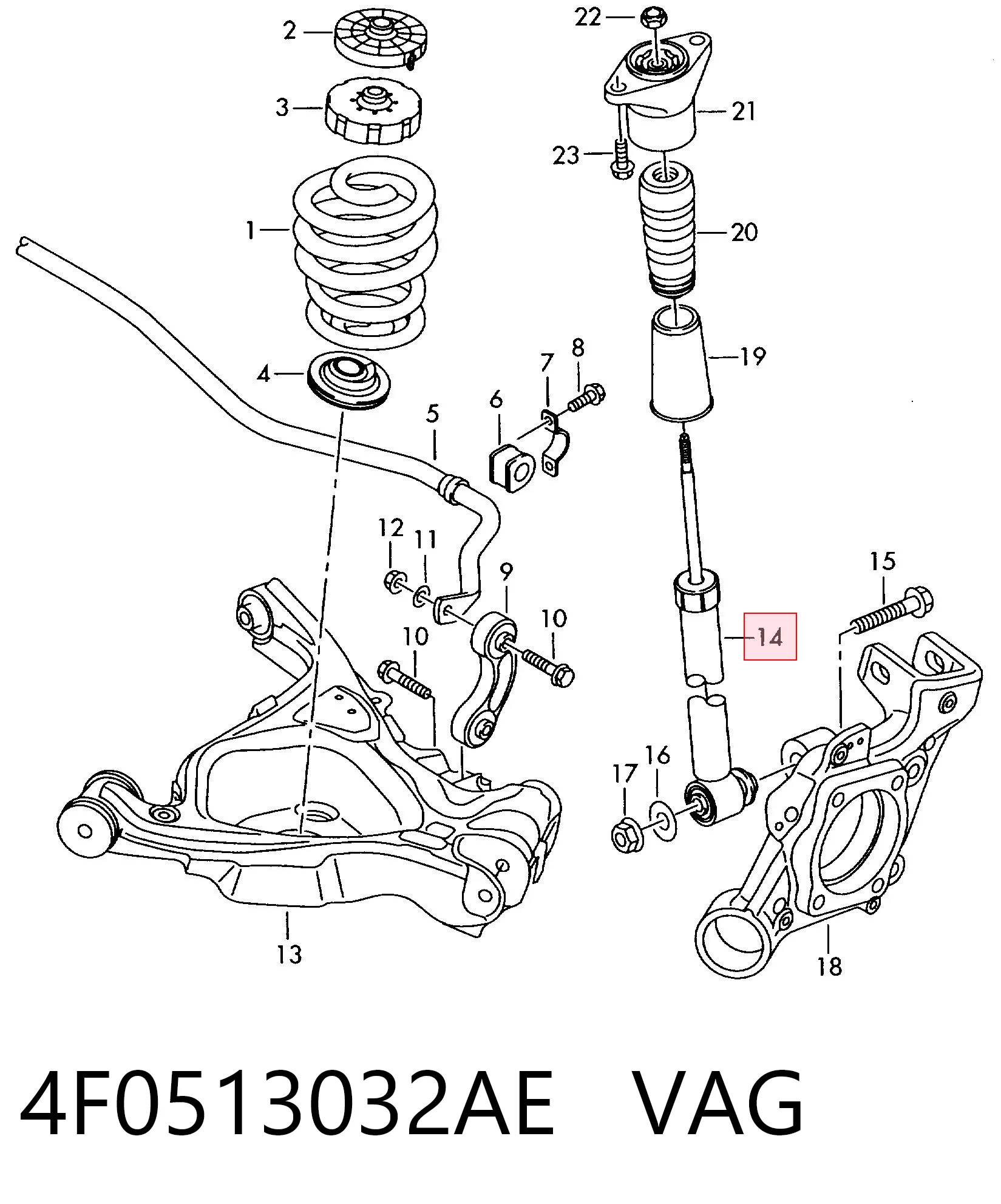 4F0513032AE VAG Amortyzator tylny