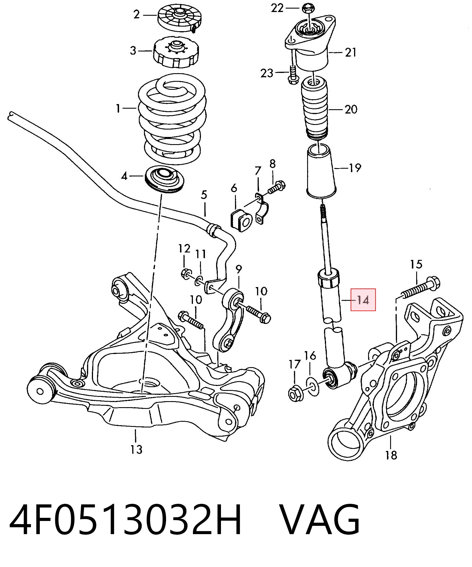 4F0513032H VAG Amortyzator tylny