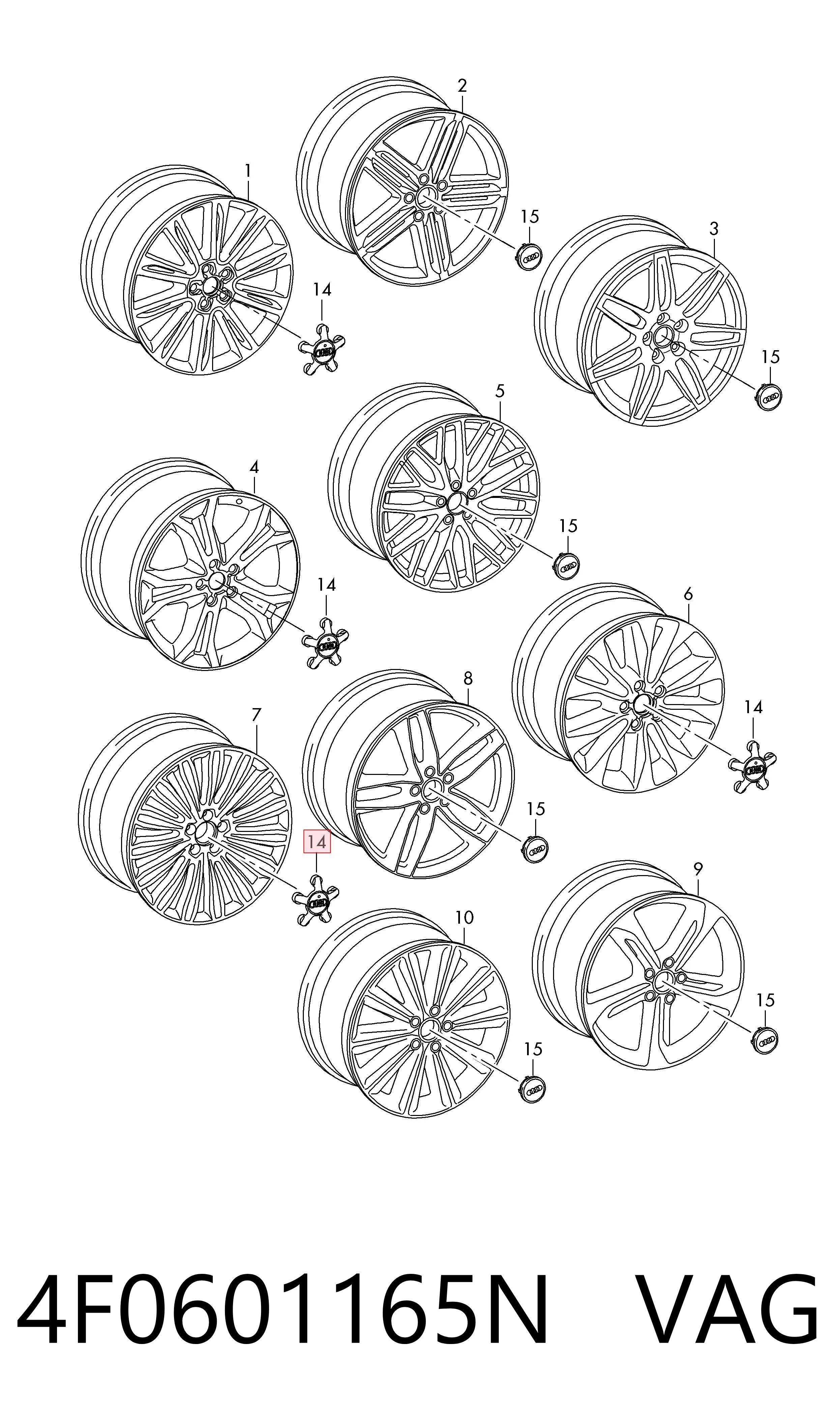 Kołpak do obręczy koła do Audi A6 C7 4G2, 4GC