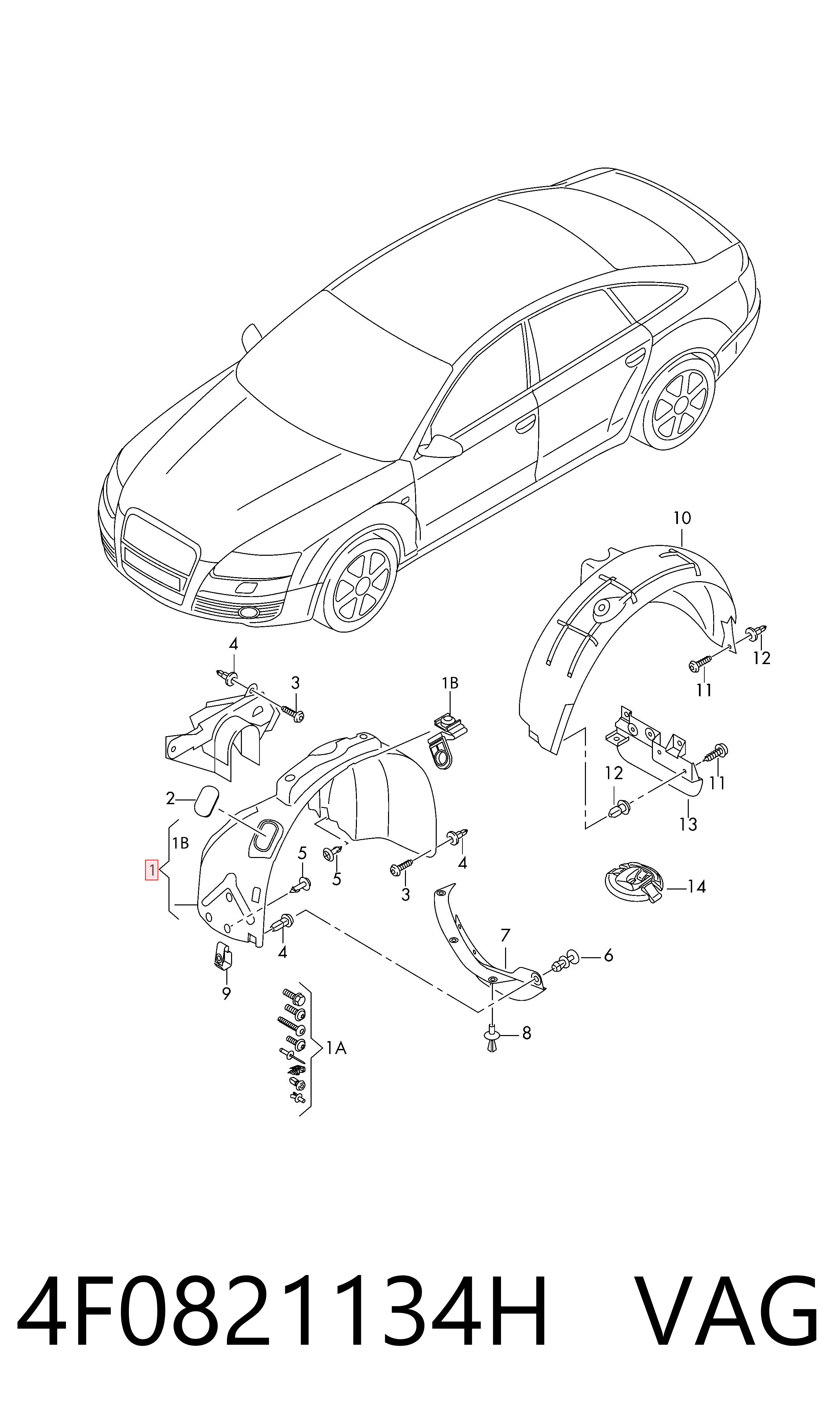 Nadkole błotnika przedniego prawe Audi A6 C6 sedana (4F2) (2004 - 2011) cena, od 23,98 USD