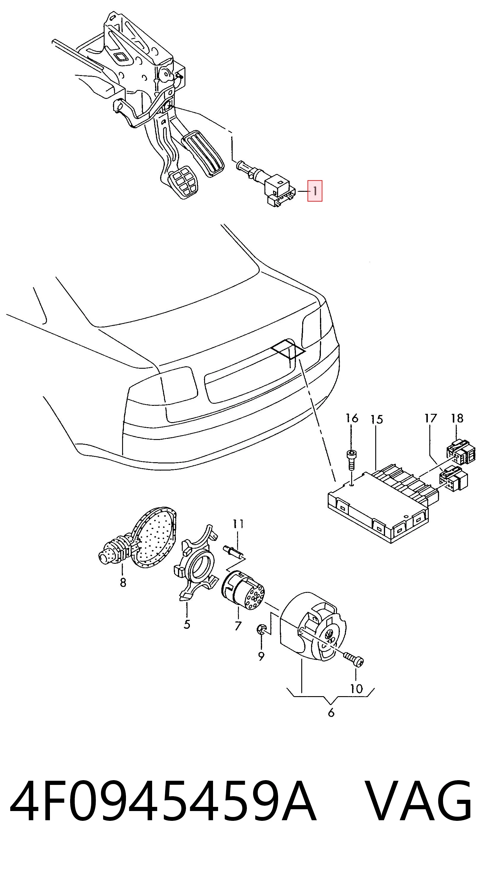 Do koszyka Czujnik włącznika świała stop Audi A6 C7 4G2, 4GC