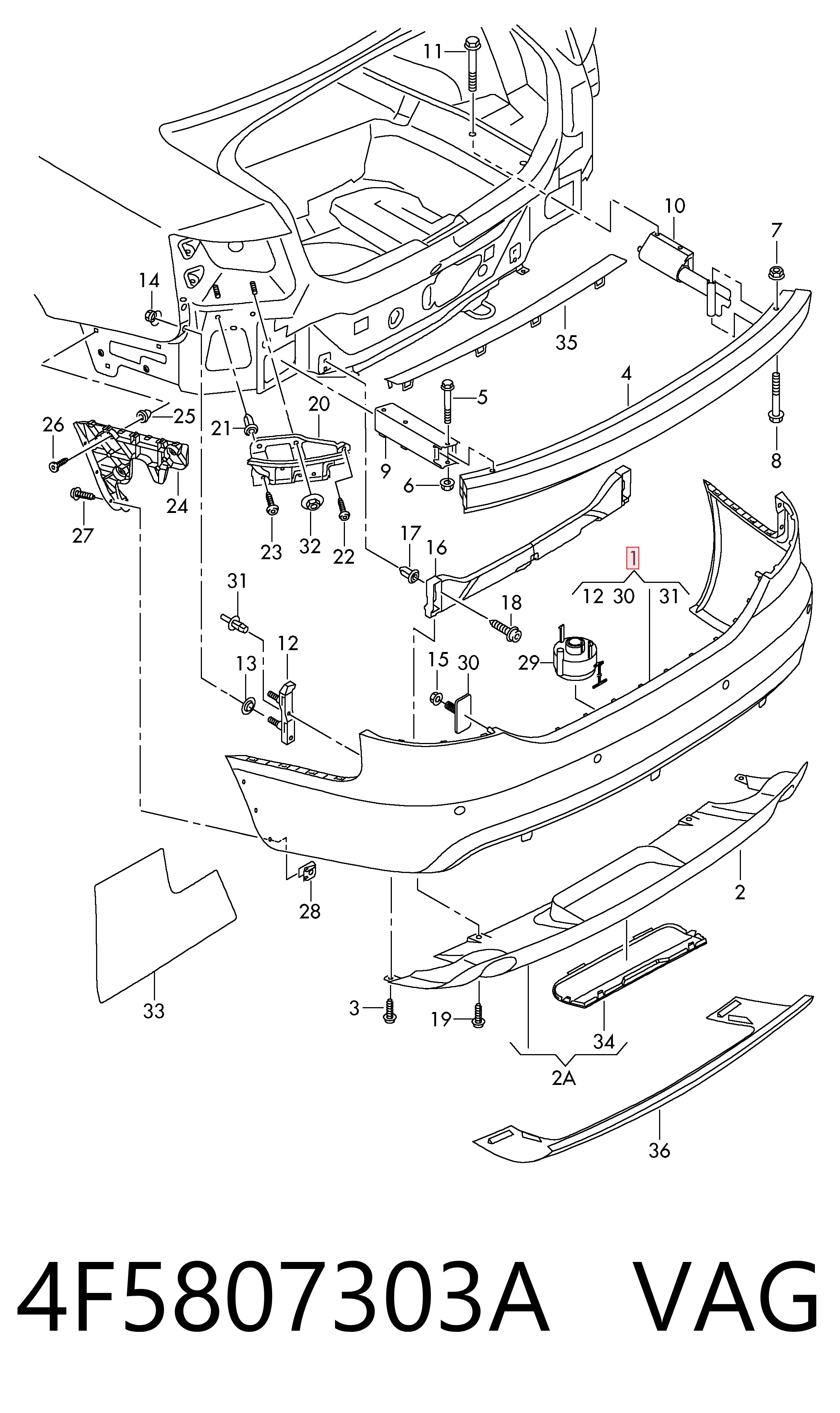 4F5807303A VAG Zderzak tylny