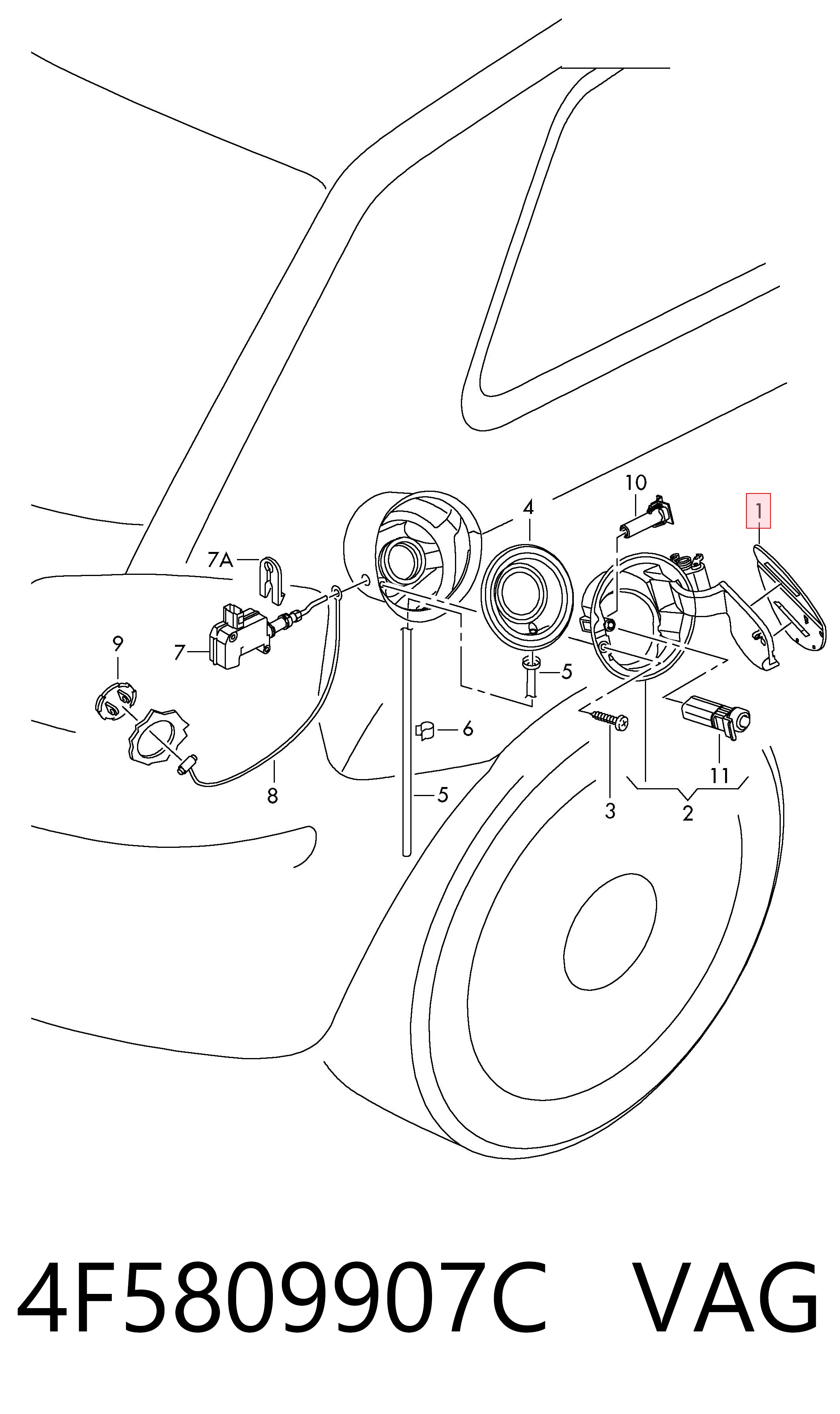 Klapka wlewu paliwa do Audi A6 C6 4F2