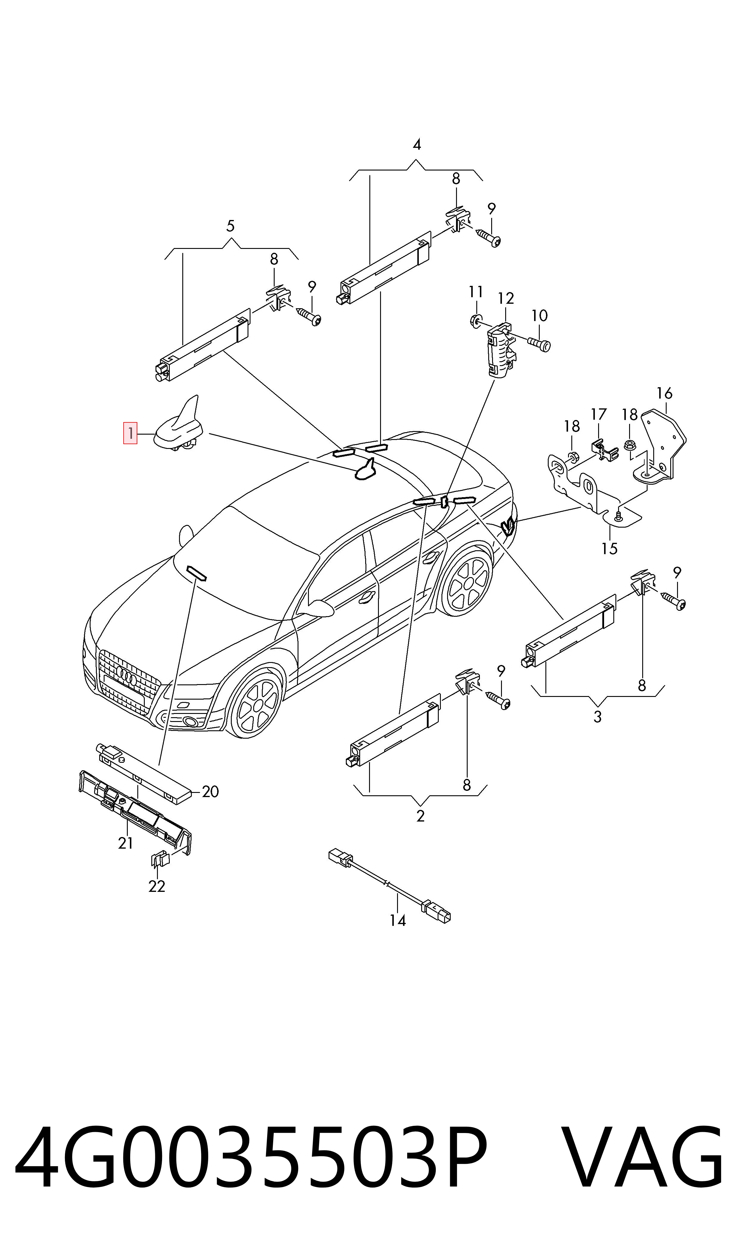 Do koszyka Antena Audi A7 Sportback 4GA, 4GF