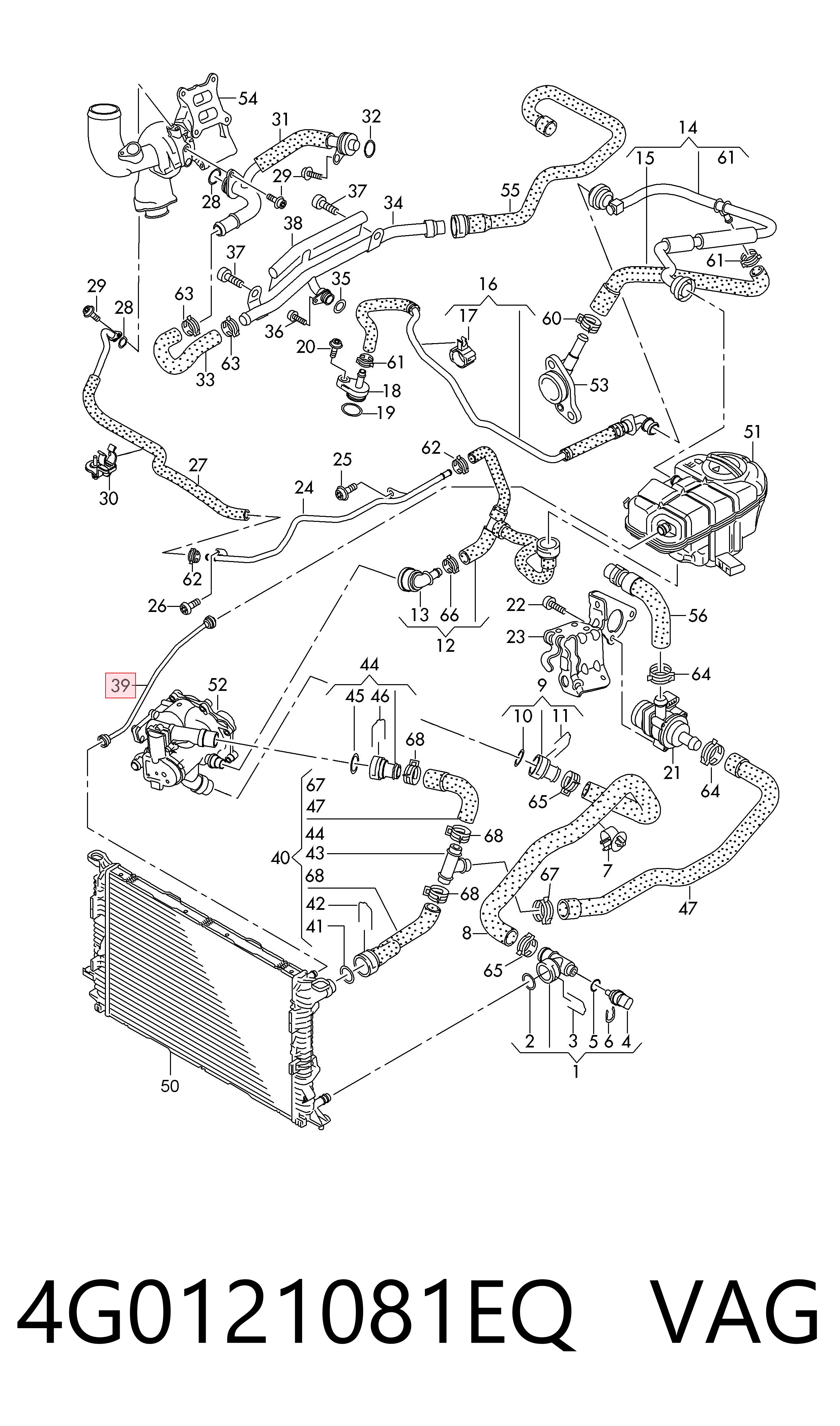 4G0121081EQ VAG Przewód (króciec) układu chłodzenia