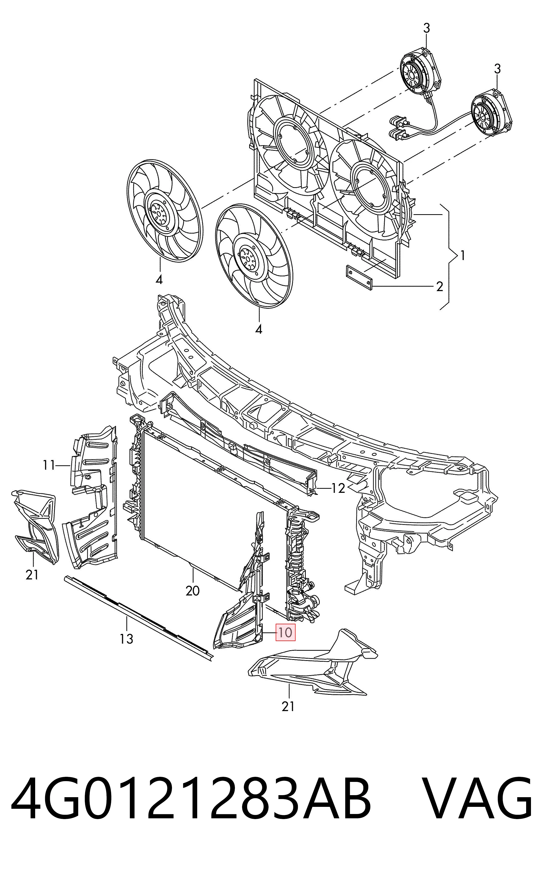 4G0121283AB VAG Kierownica powietrza (deflektor) chodnicy lewa