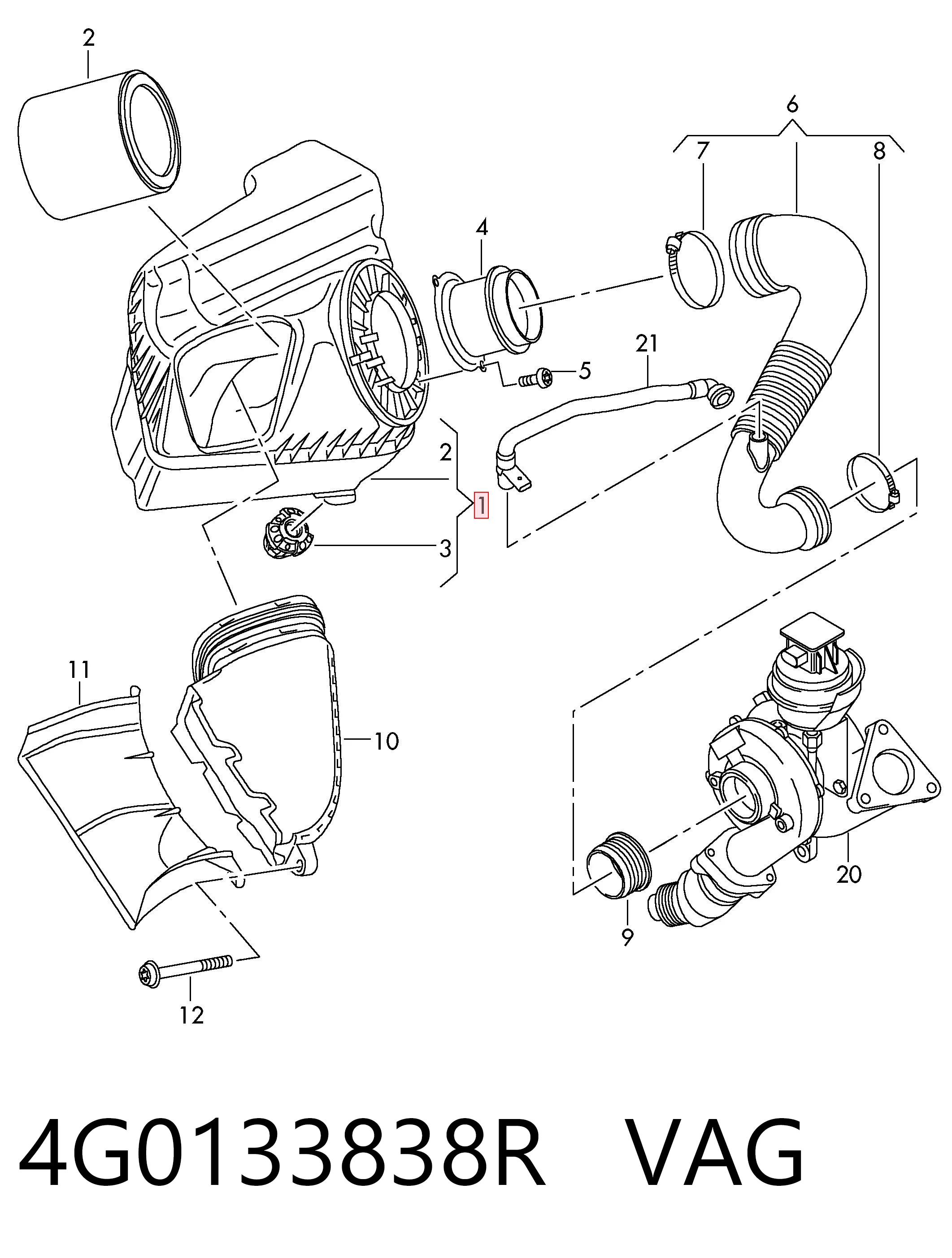 Obudowa filtra powietrza Audi A6 C7 sedana (4G2, 4GC) (2010 - 2019) cena, od 163,45 USD