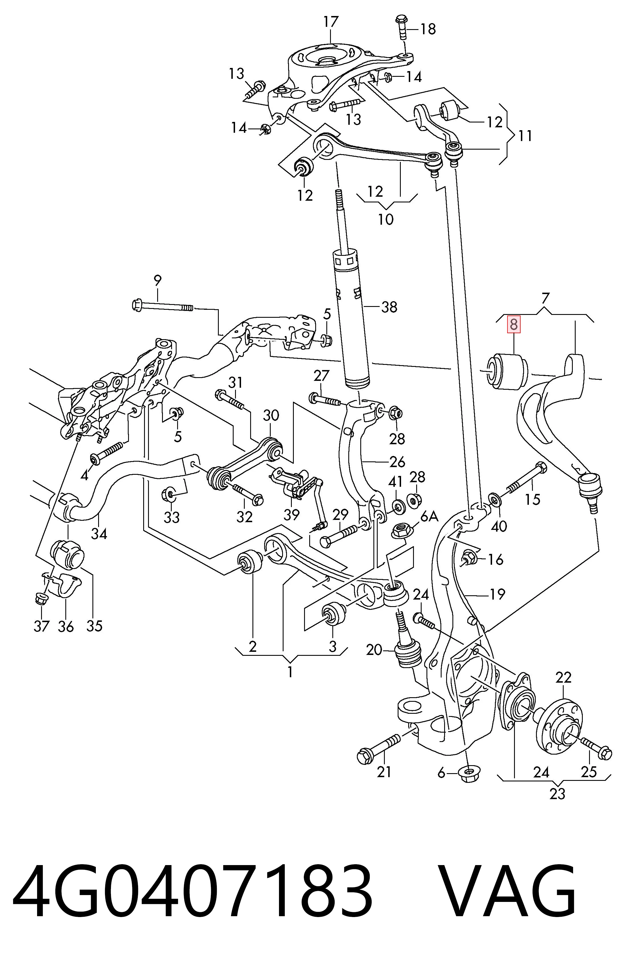 4G0407183 VAG Silentblock przedniego wahacza dolnego