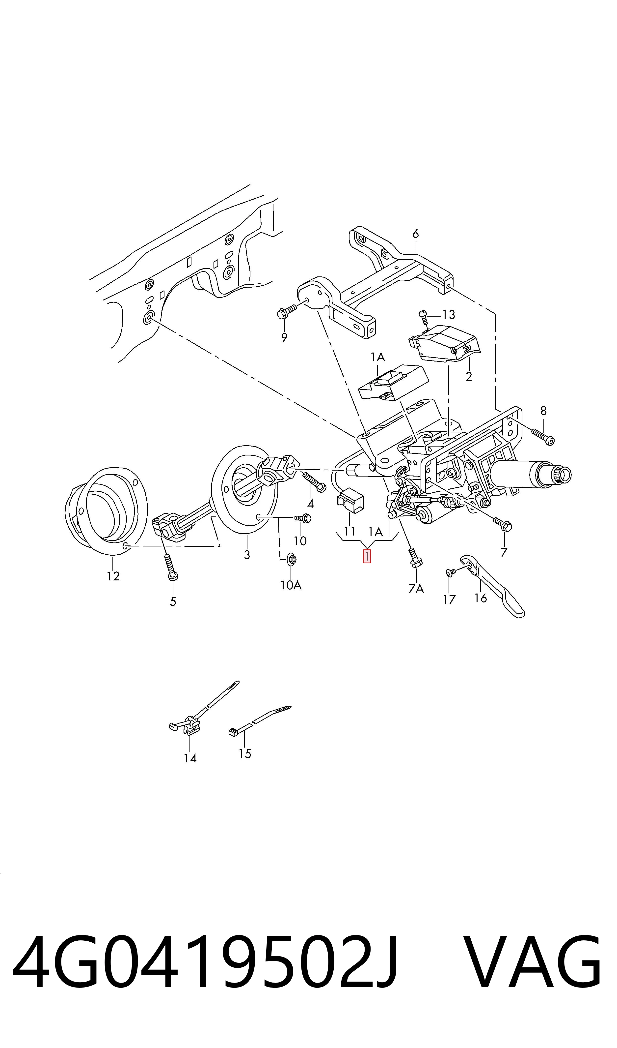 Kolumna (wał) kierownicza (kierownicy) Audi A6 C7 sedana (4G2, 4GC) (2010 - 2019) cena, od 206,36 USD