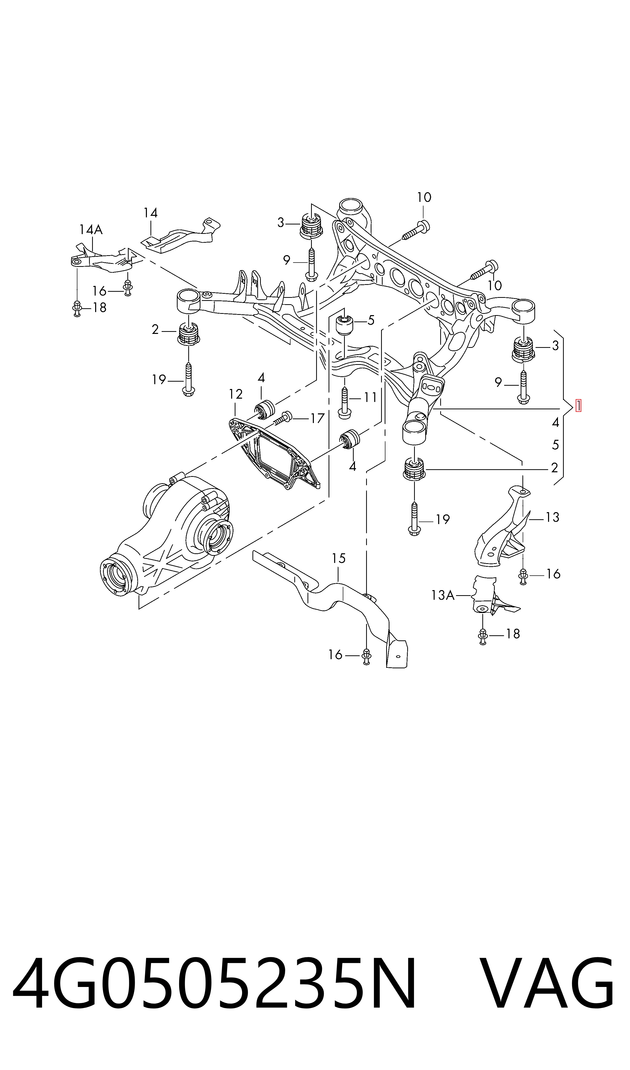 Korpus osi tylnej Audi A6 C7 sedana (4G2, 4GC) (2010 - 2019) cena, od 528,05 USD
