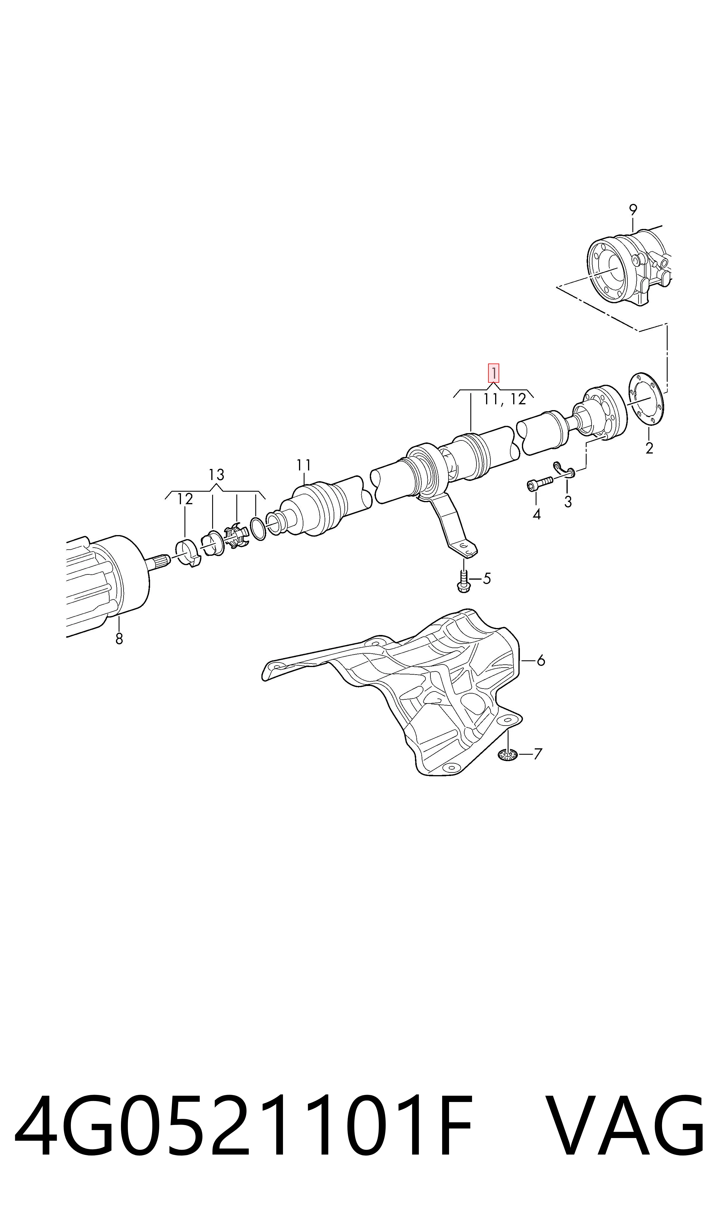 Wał Cardana tylny, kompletny Audi A6 C7 sedana (4G2, 4GC) (2010 - 2019) cena, od 603,75 USD