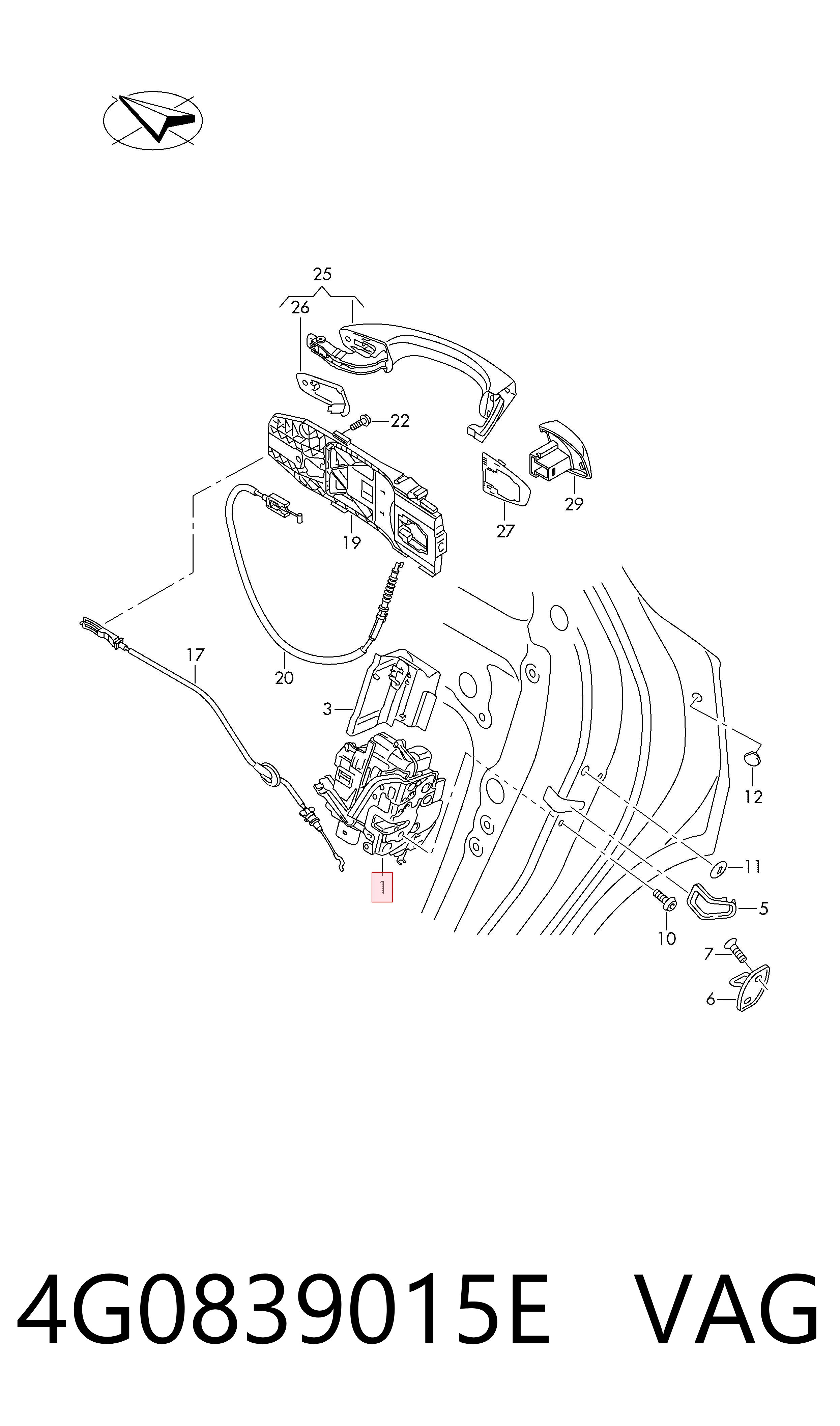 Zamek drzwi tylnych lewych do Audi A6 C7 4G2, 4GC