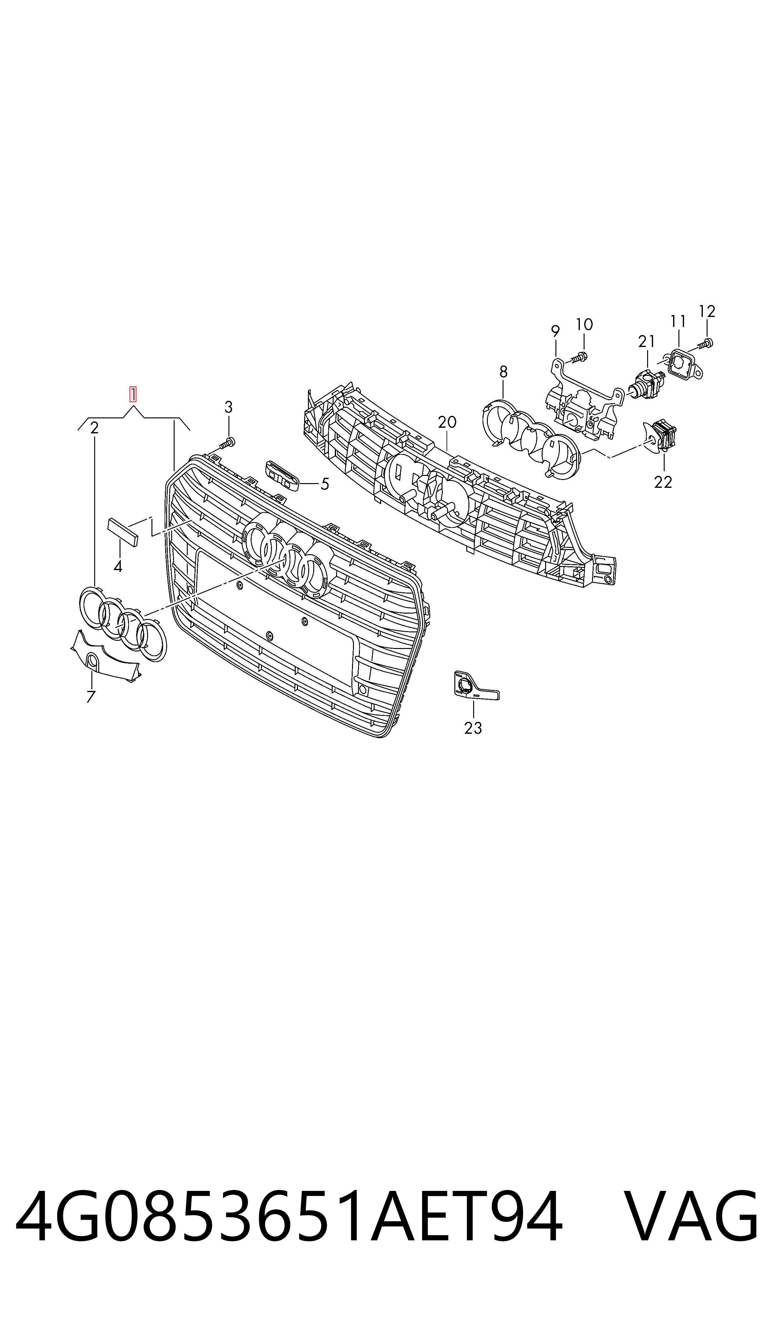 Atrapa chłodnicy do Audi A6 4G2, 4GC
