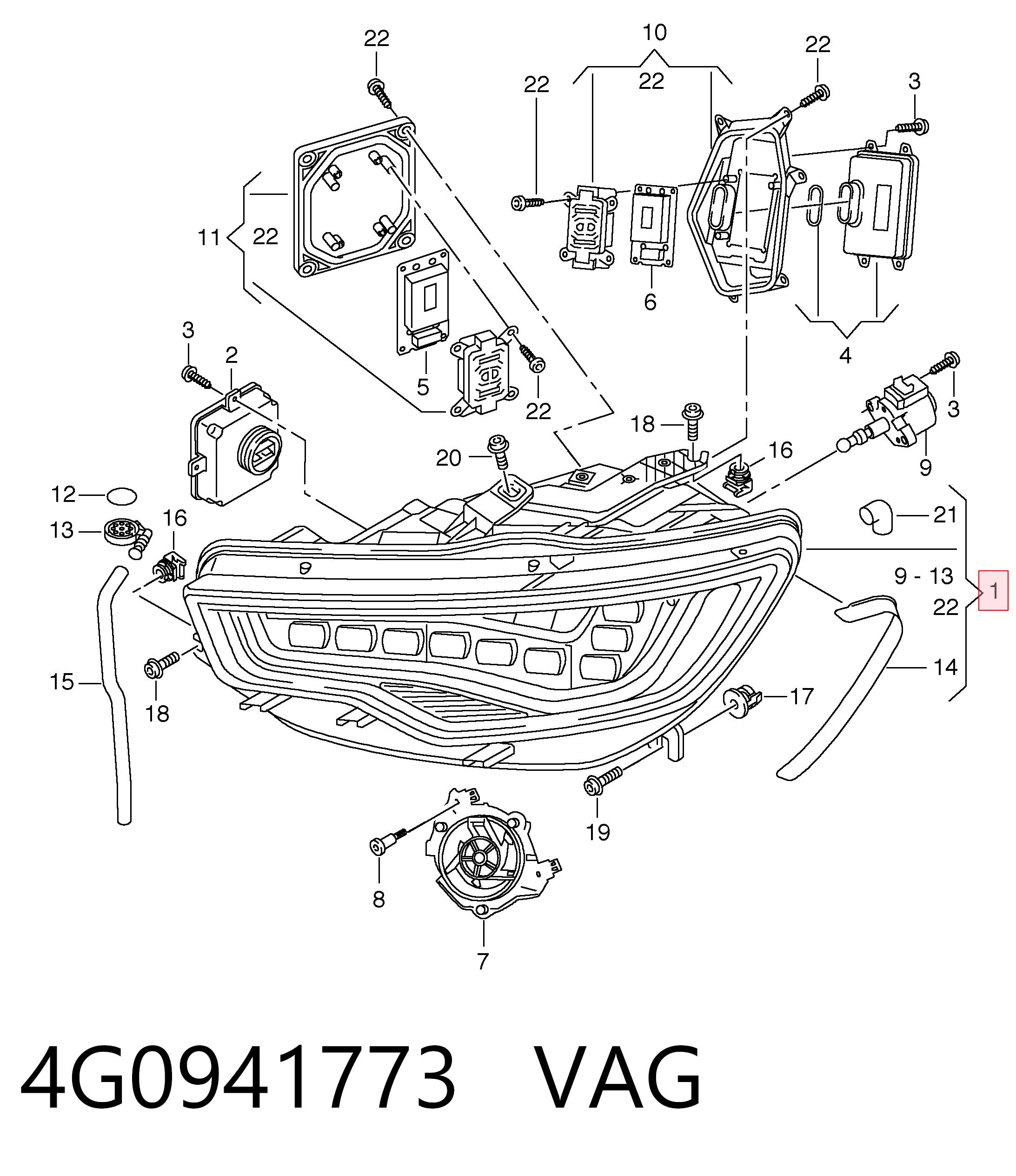 4G0941773 VAG Reflektor lewy