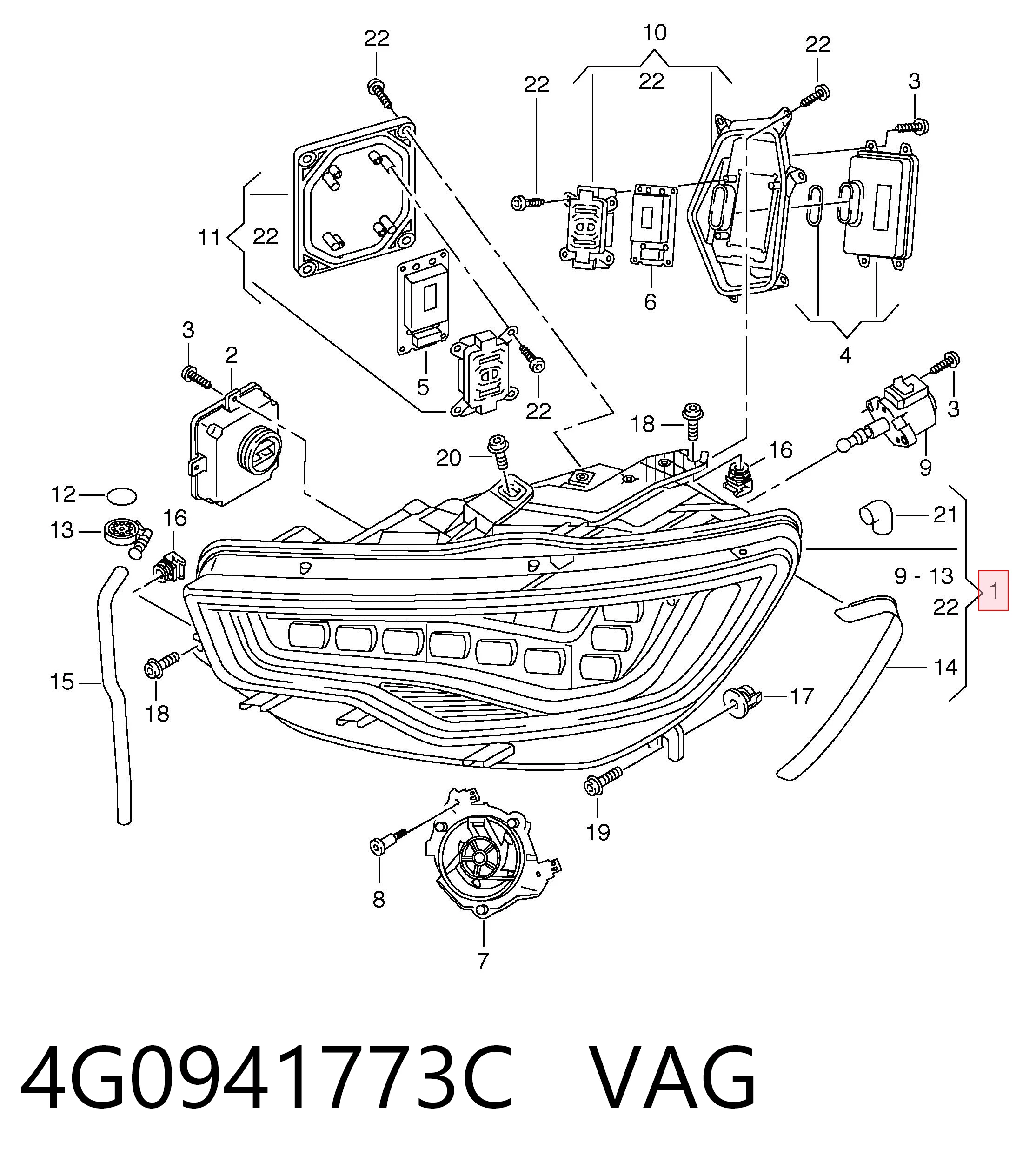 4G0941773C VAG Reflektor lewy