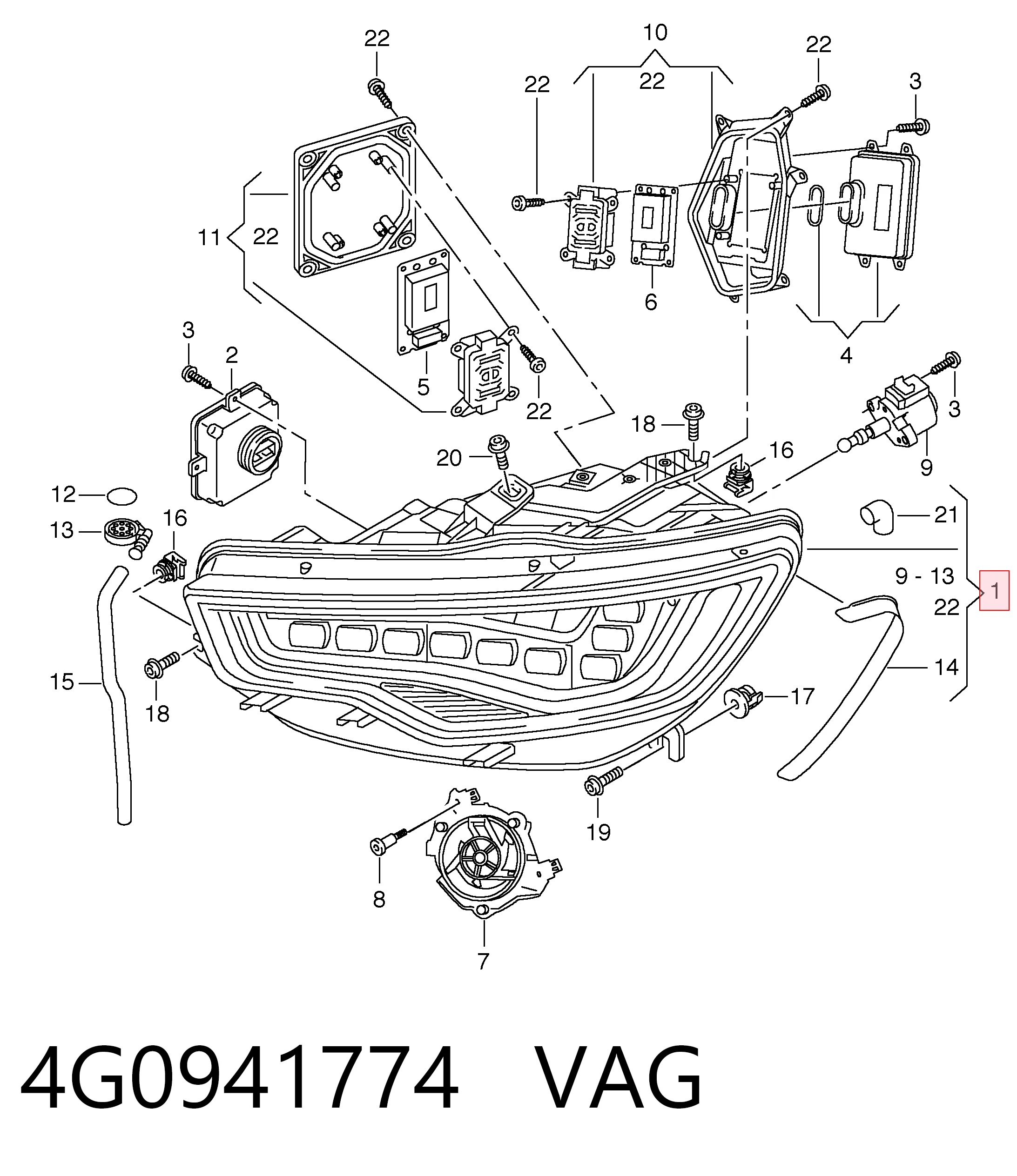 4G0941774 VAG Reflektor prawy
