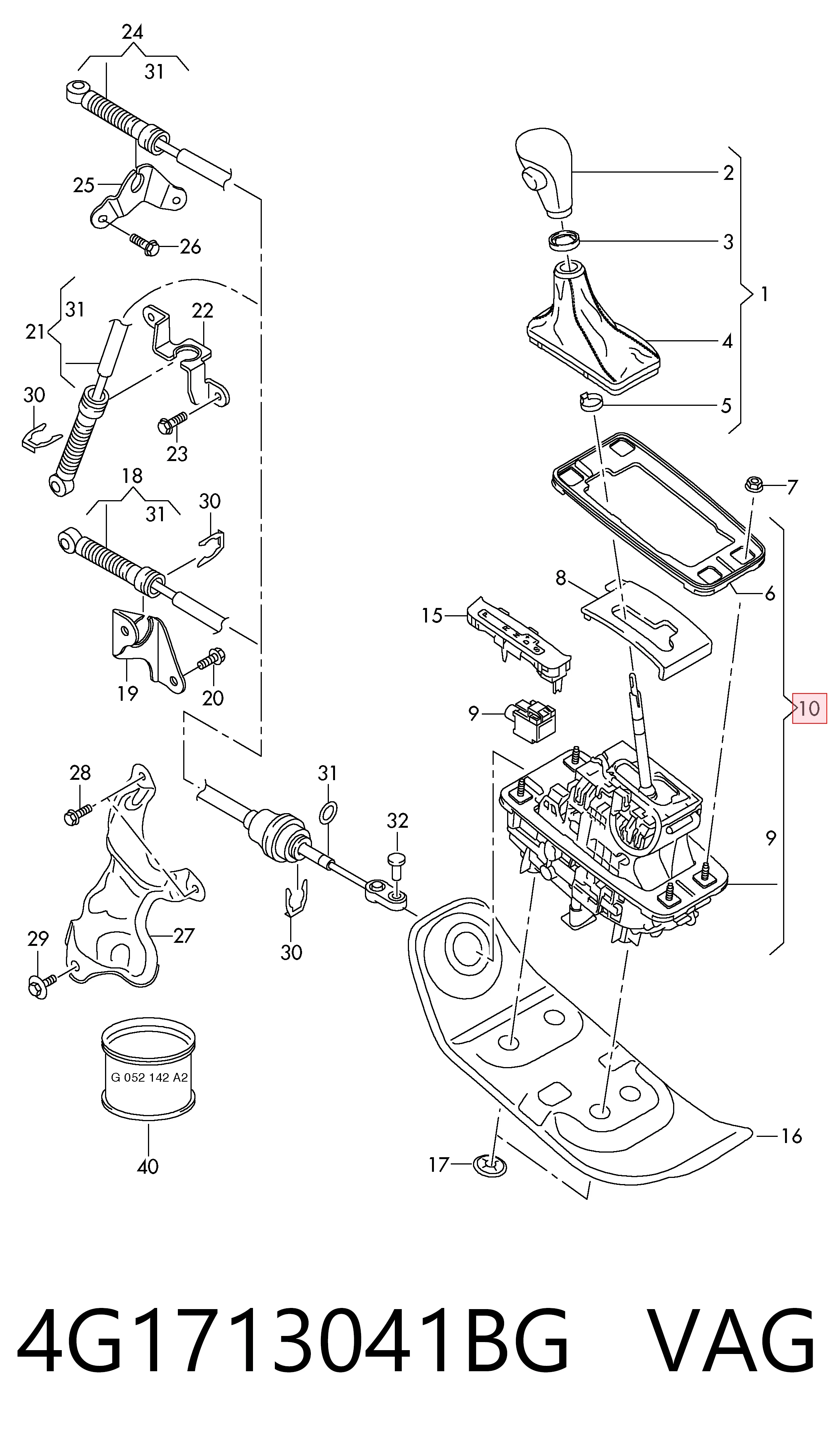 Mechanizm zmiany biegów (cięgno) do Audi A6 C7 4G2, 4GC