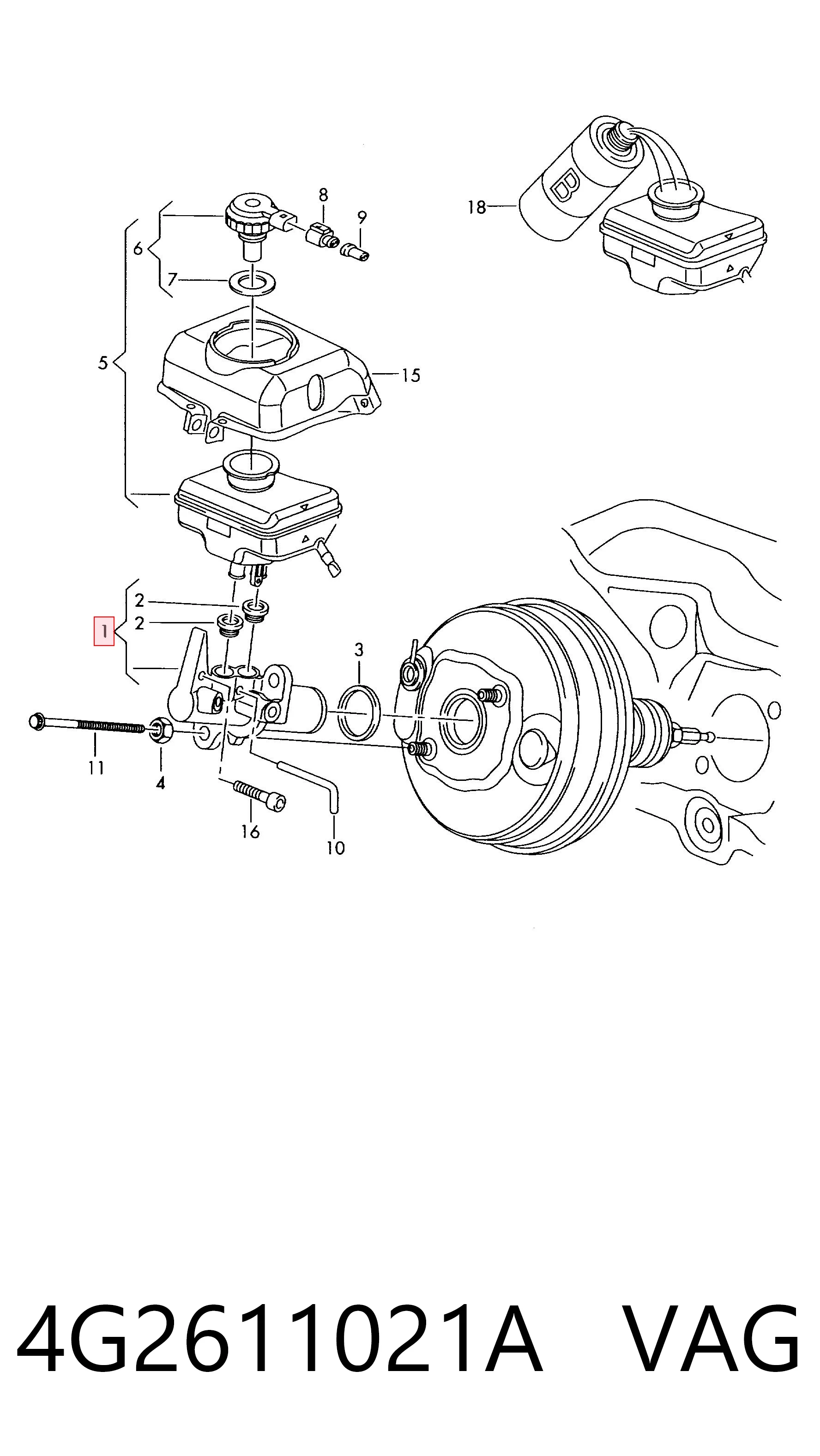 Główny cylinder hamulców Audi A6 C7