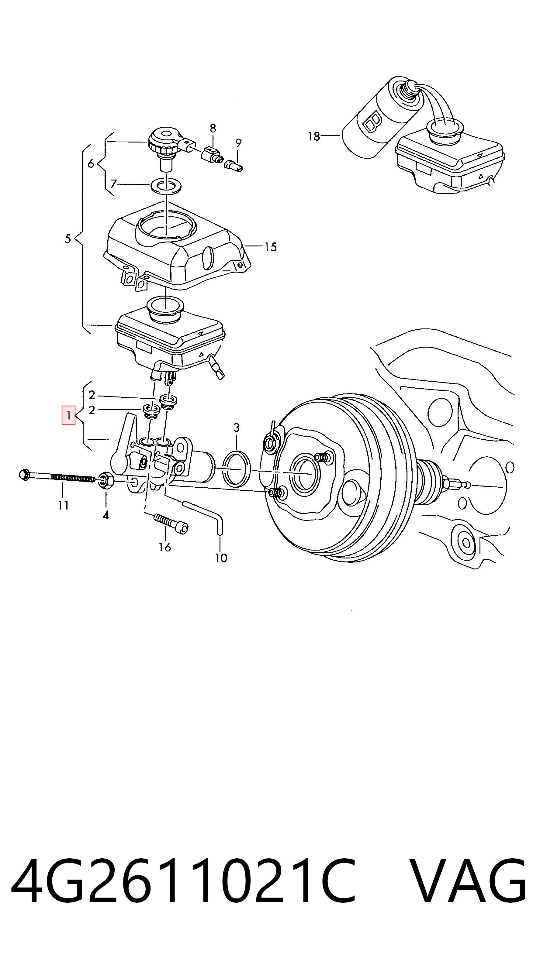 Główny cylinder hamulców Audi A6 C7 sedana (4G2, 4GC) (2010 - 2019) cena, od 88,53 USD