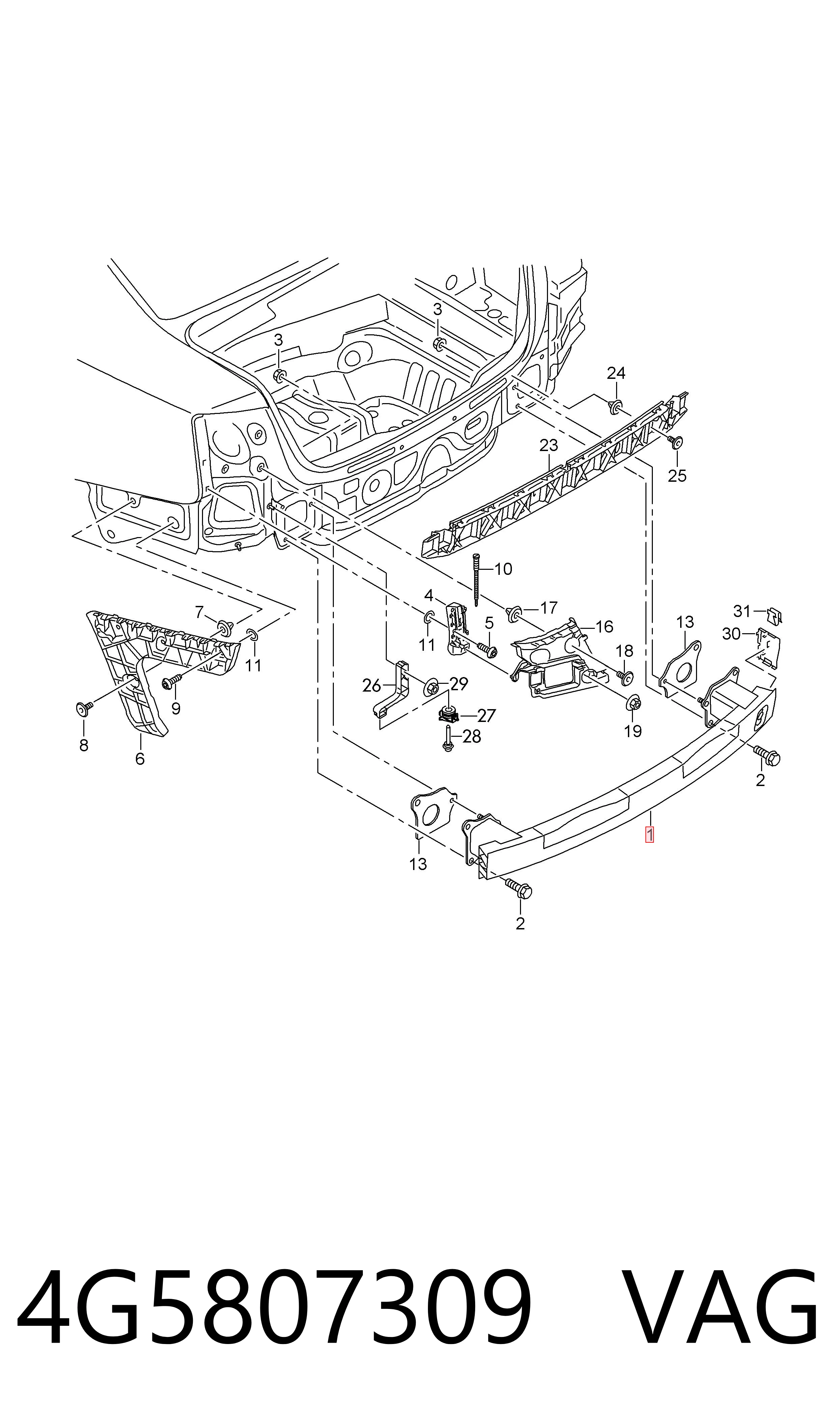 Wzmocnienie zderzaka tylnego Audi A6 C7 sedana (4G2, 4GC) (2010 - 2019) cena, od 231,55 USD