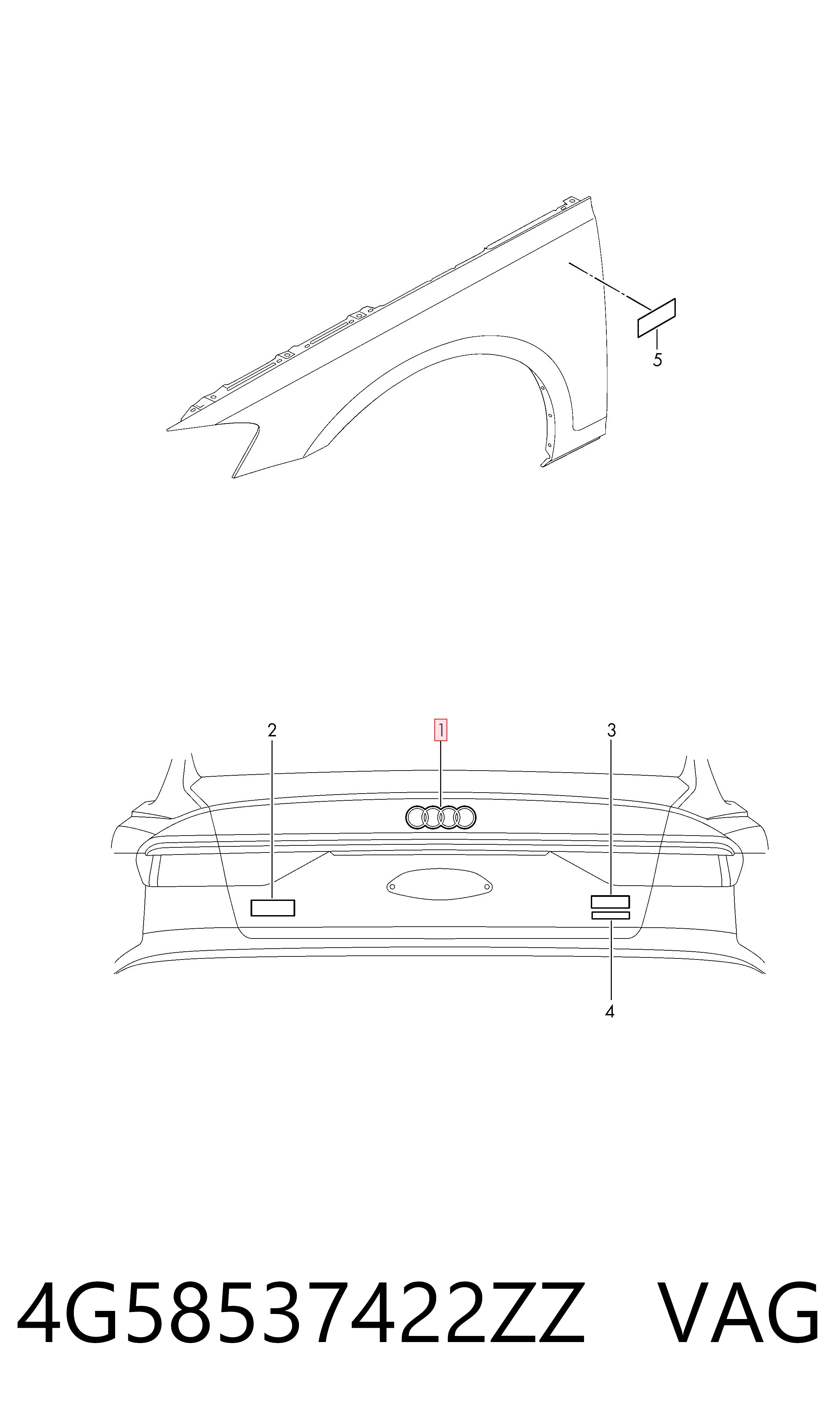 Emblemat na klapę bagaznika (znaczek firmowy) Audi Q5 SUV (FYB, FYG) (2016 - 2026) cena, od 15,69 USD