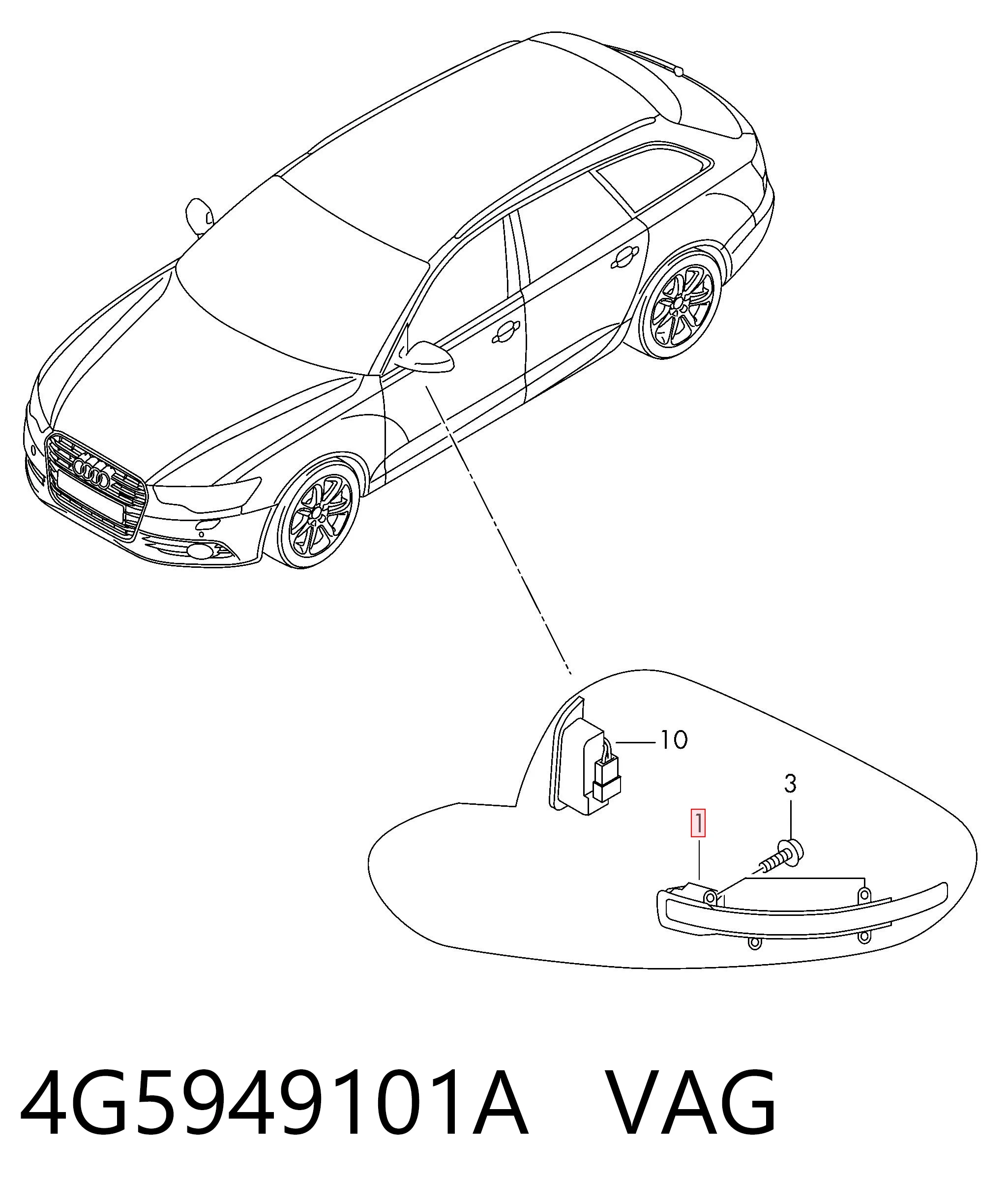 4G5949101A VAG Kierunkowskaz lusterka lewy
