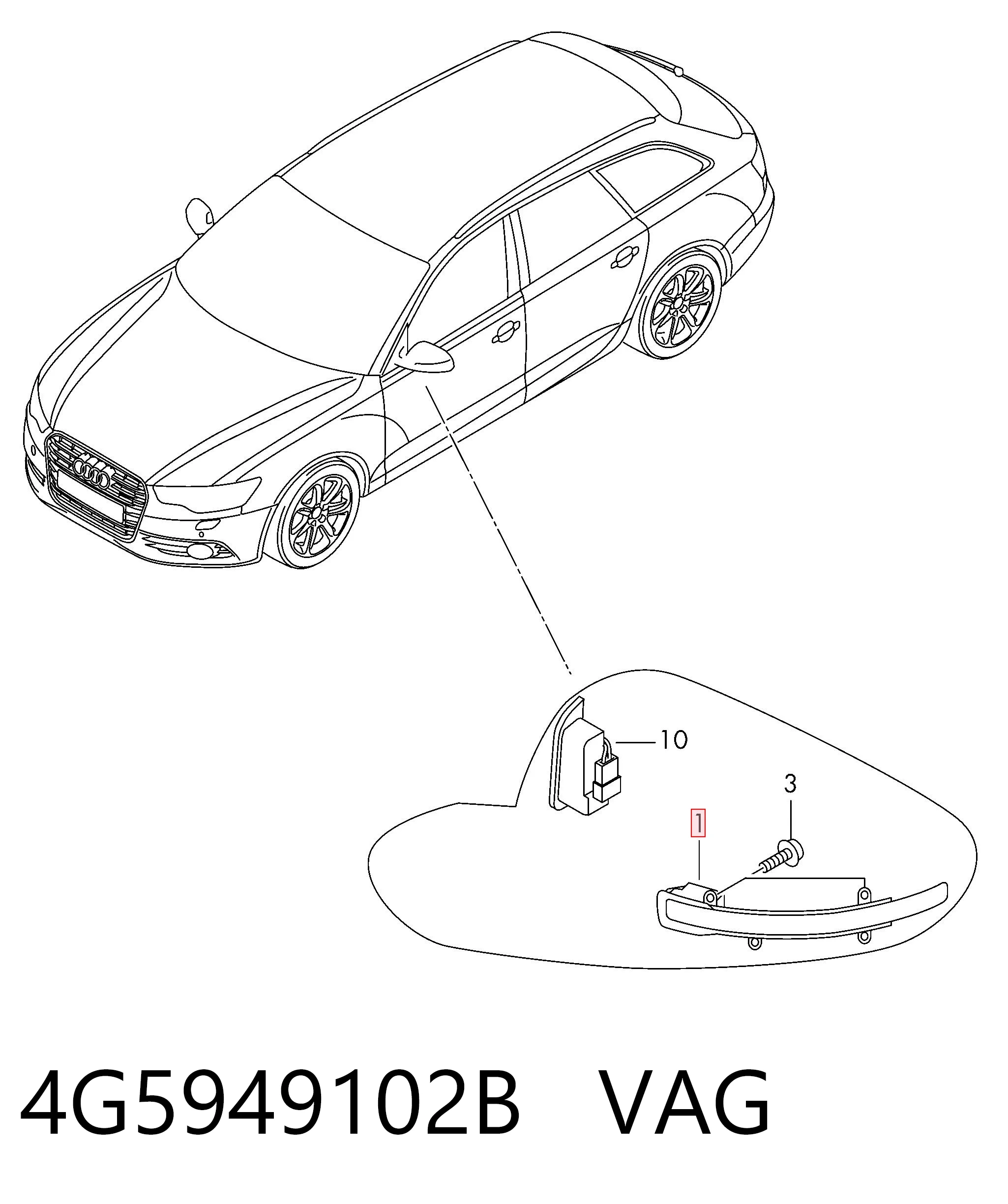 4G5949102B VAG Kierunkowskaz lusterka prawy