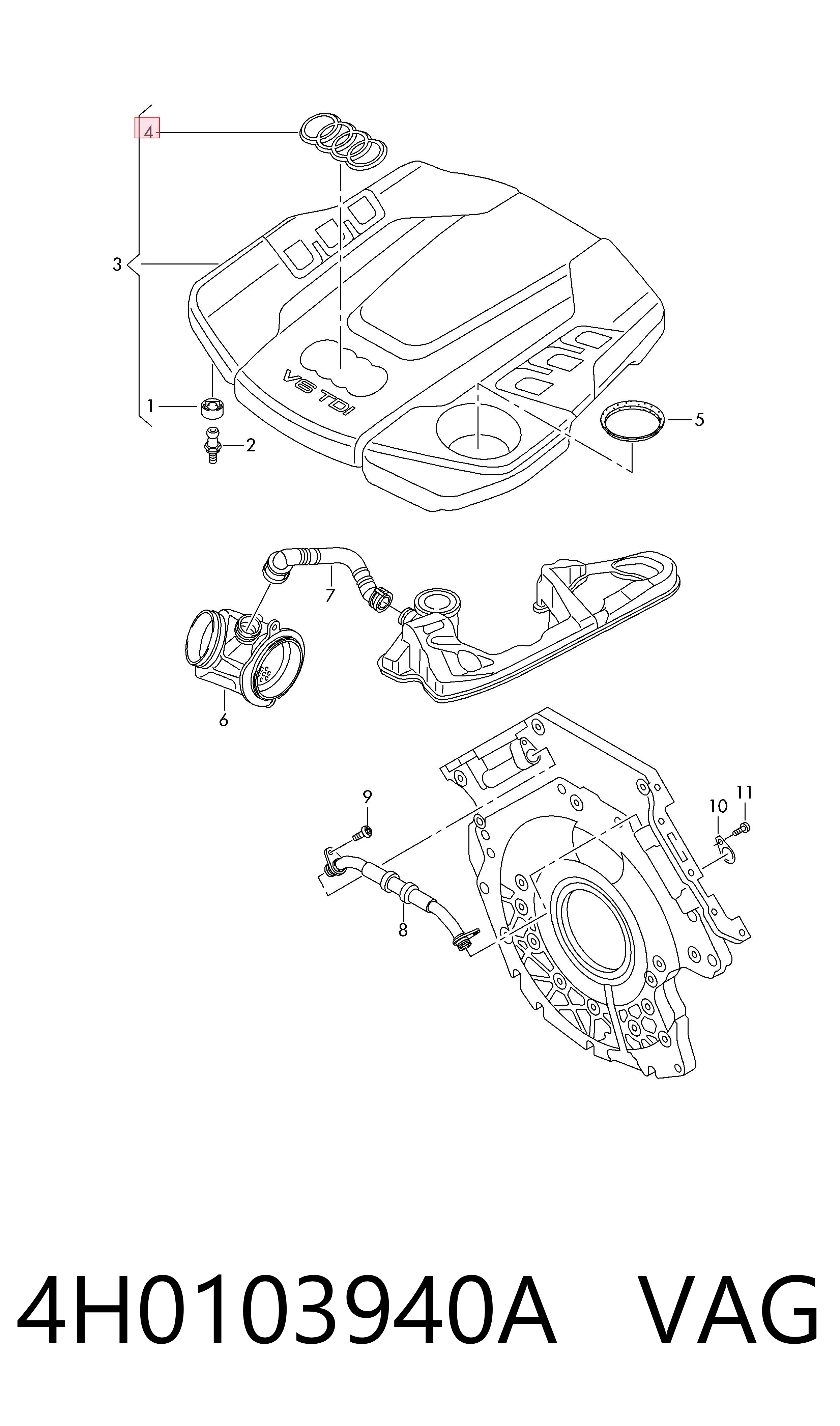 Emblemat na klapę bagaznika (znaczek firmowy) do Audi Q7  4MB, 4MG, 4MQ