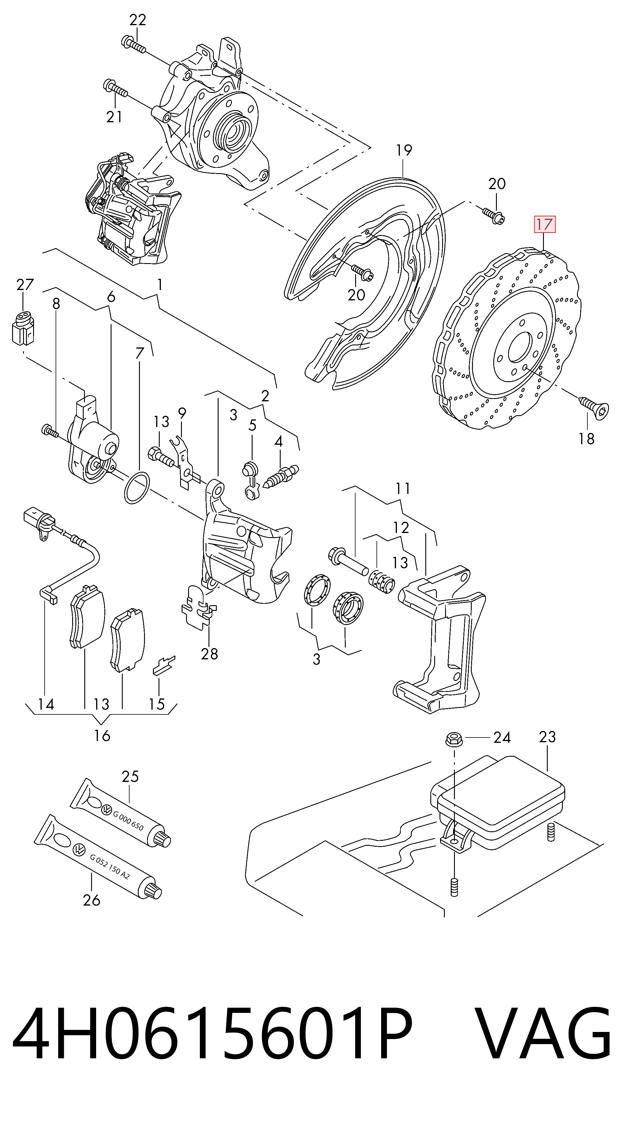 4H0615601P VAG Tarcza hamulcowa tylna