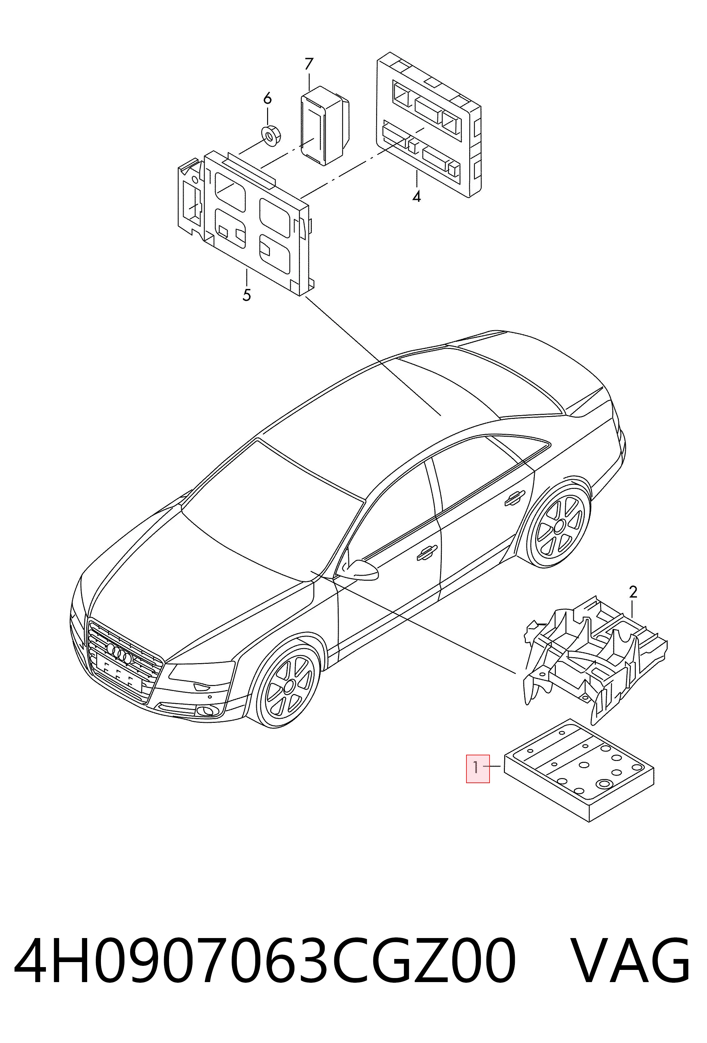 4H0907063CGZ00 VAG Sterownik instalacji elektrycznej wnętrza