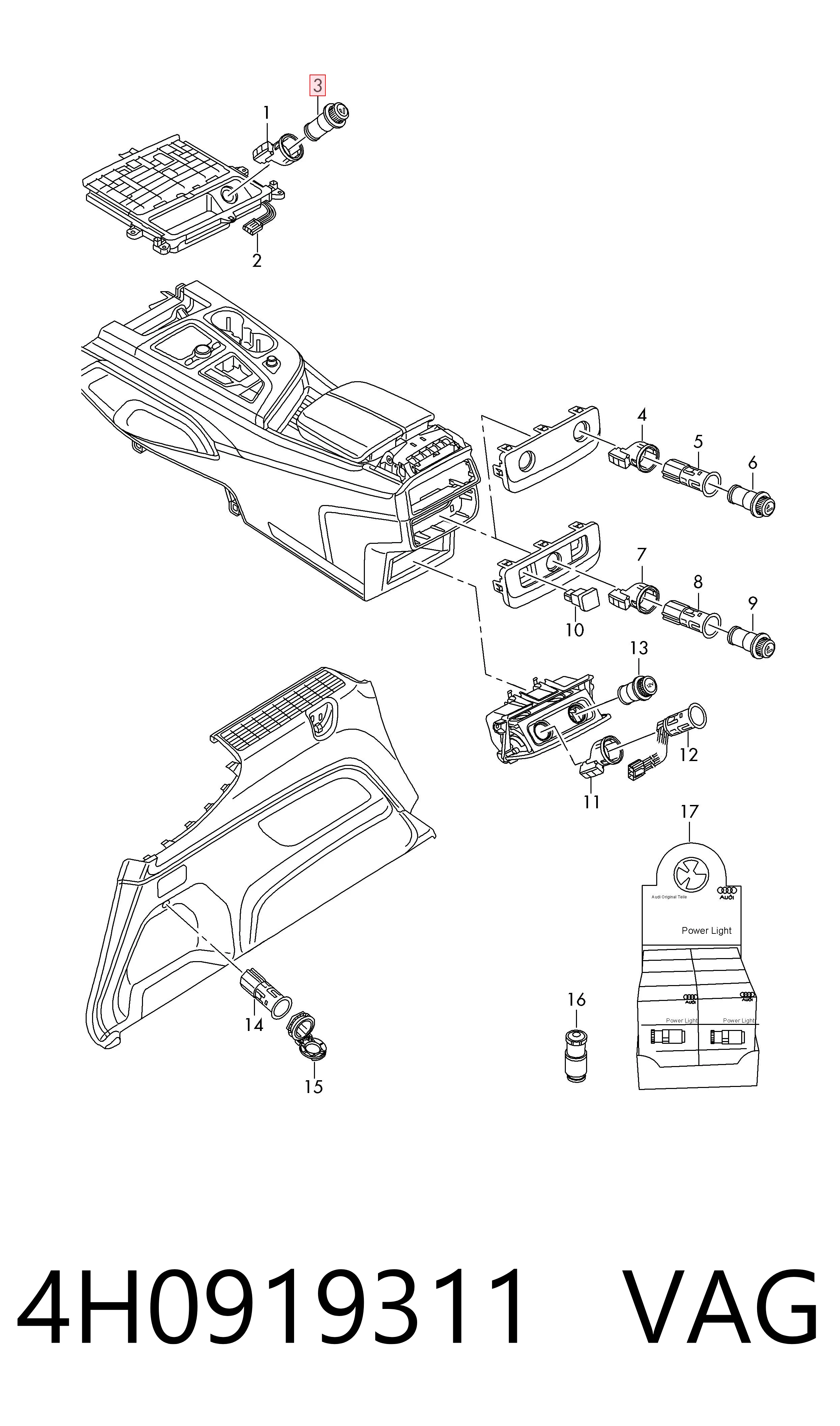 Zapalniczka do Audi A6 C7 4G2, 4GC