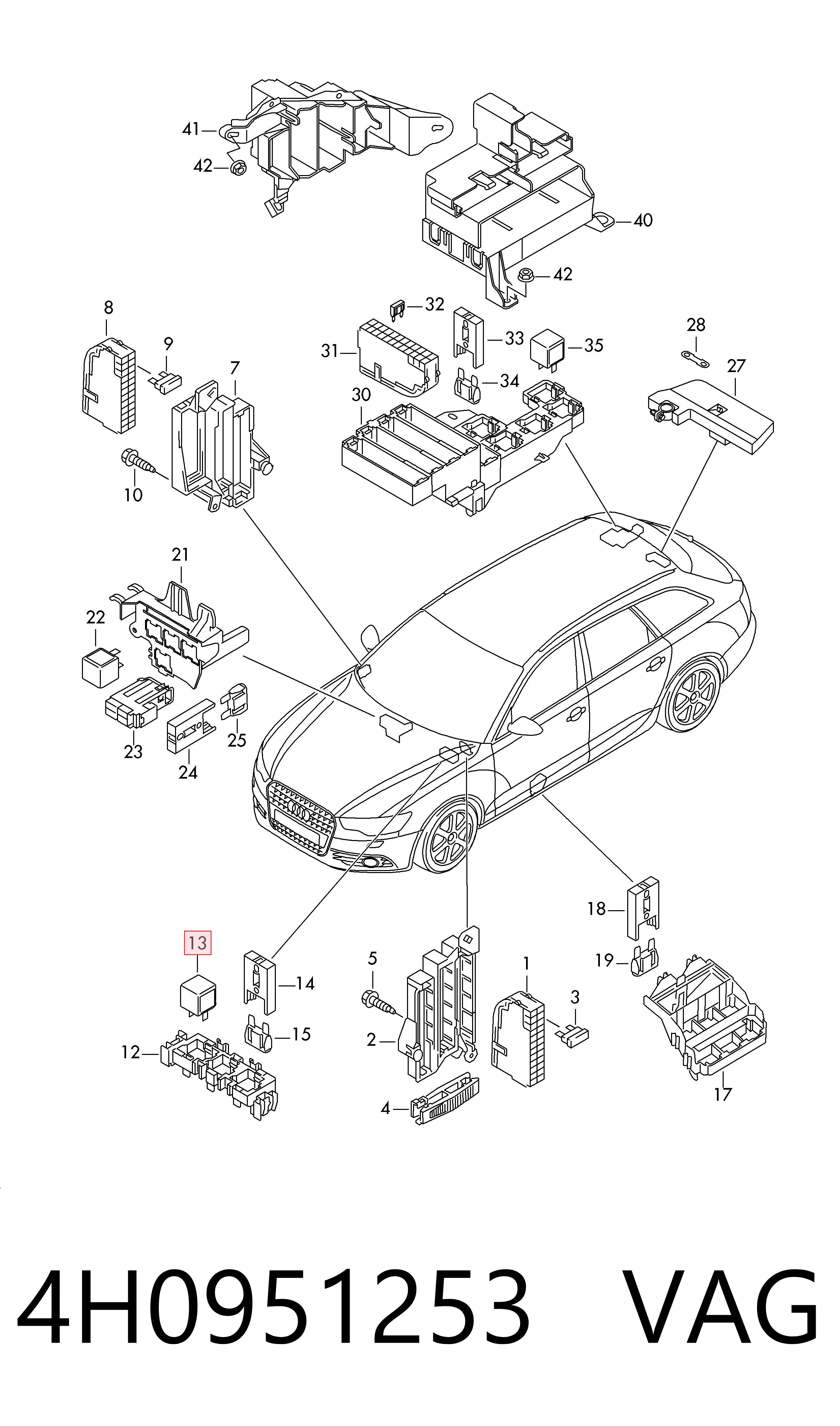 Do koszyka 4H0951253 VAG Przekaźnik pompy paliwa elektrycznej