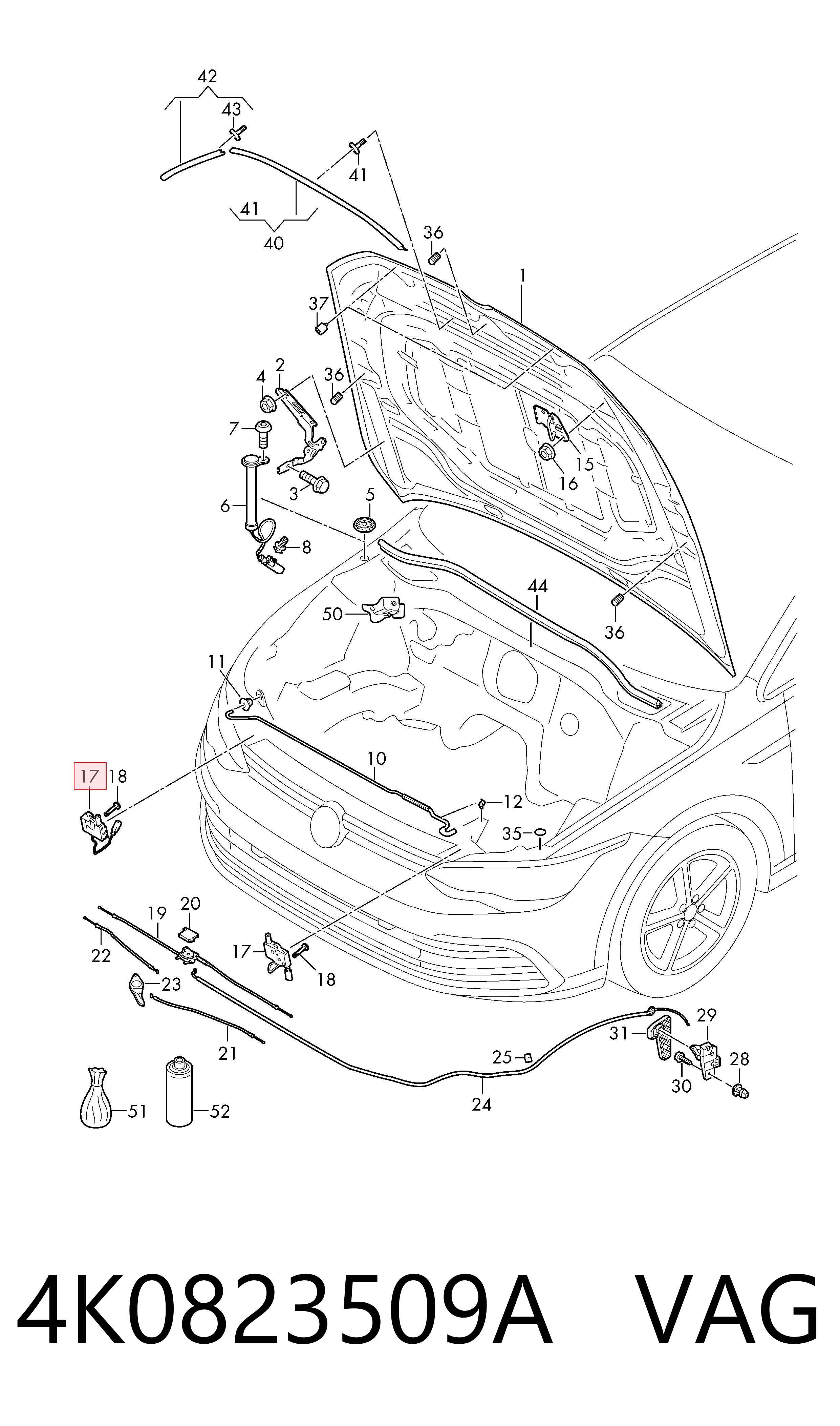 Zamek maski Volkswagen Golf VIII hatchback (CD1, DA1) (2019 - 2026) cena, od 86,83 USD