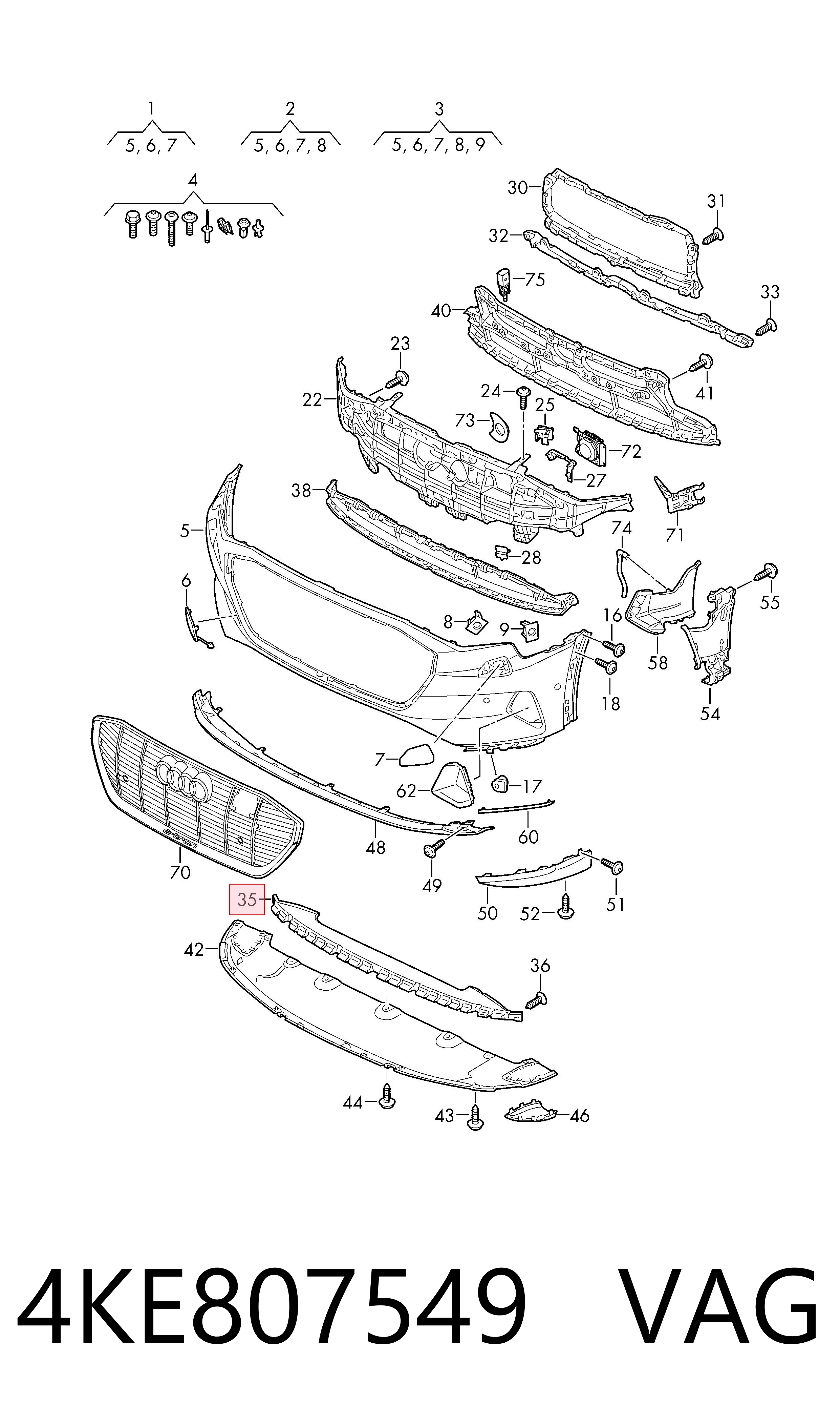 4KE807549 VAG Absorber (wypełniacz) zderzaka przedniego