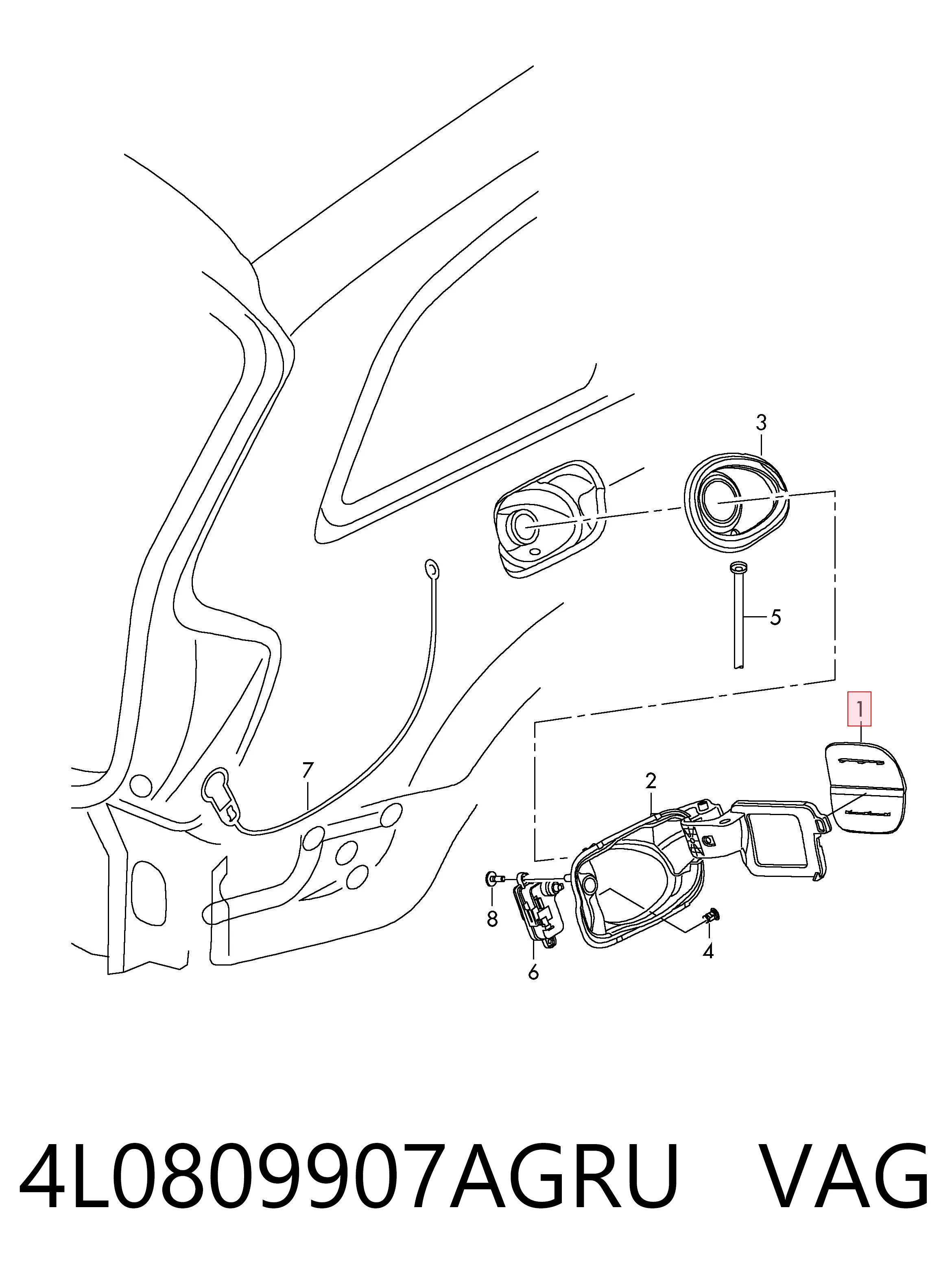 Klapka wlewu paliwa Audi Q7 SUV (4LB) (2006 - 2016) cena, od 58,48 USD