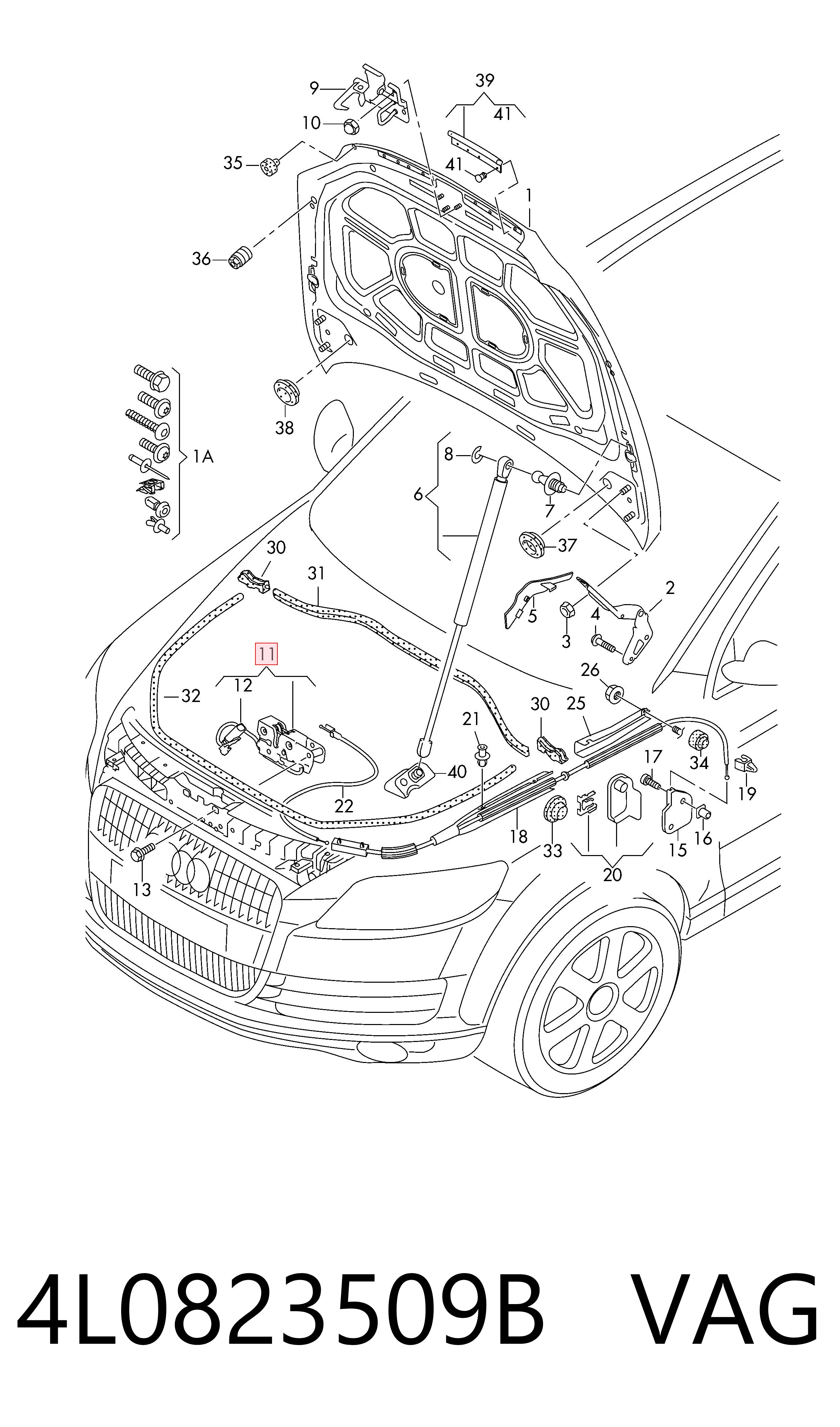 Do koszyka Zamek maski Audi Q7  4LB