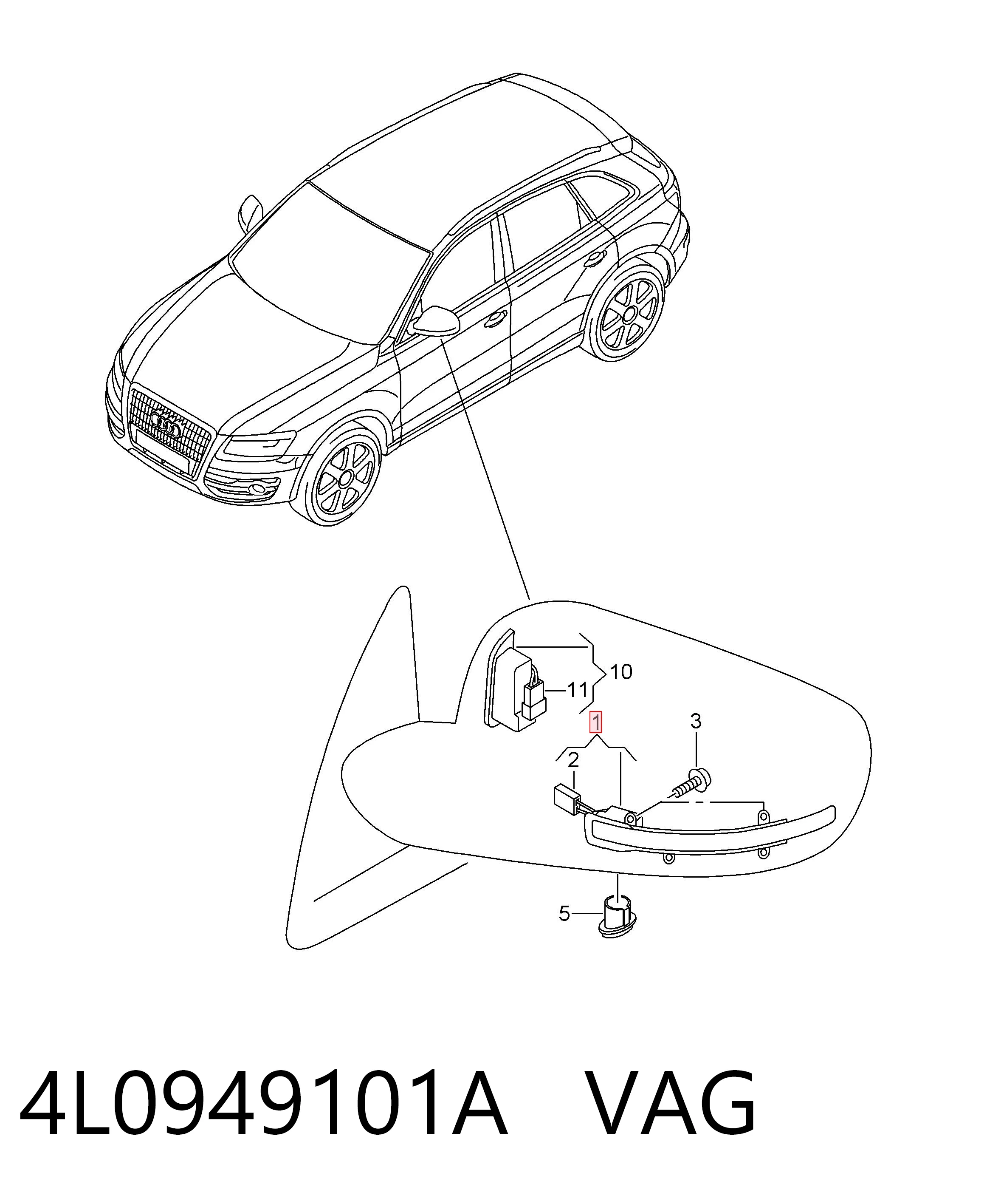 4L0949101A VAG Kierunkowskaz lusterka lewy