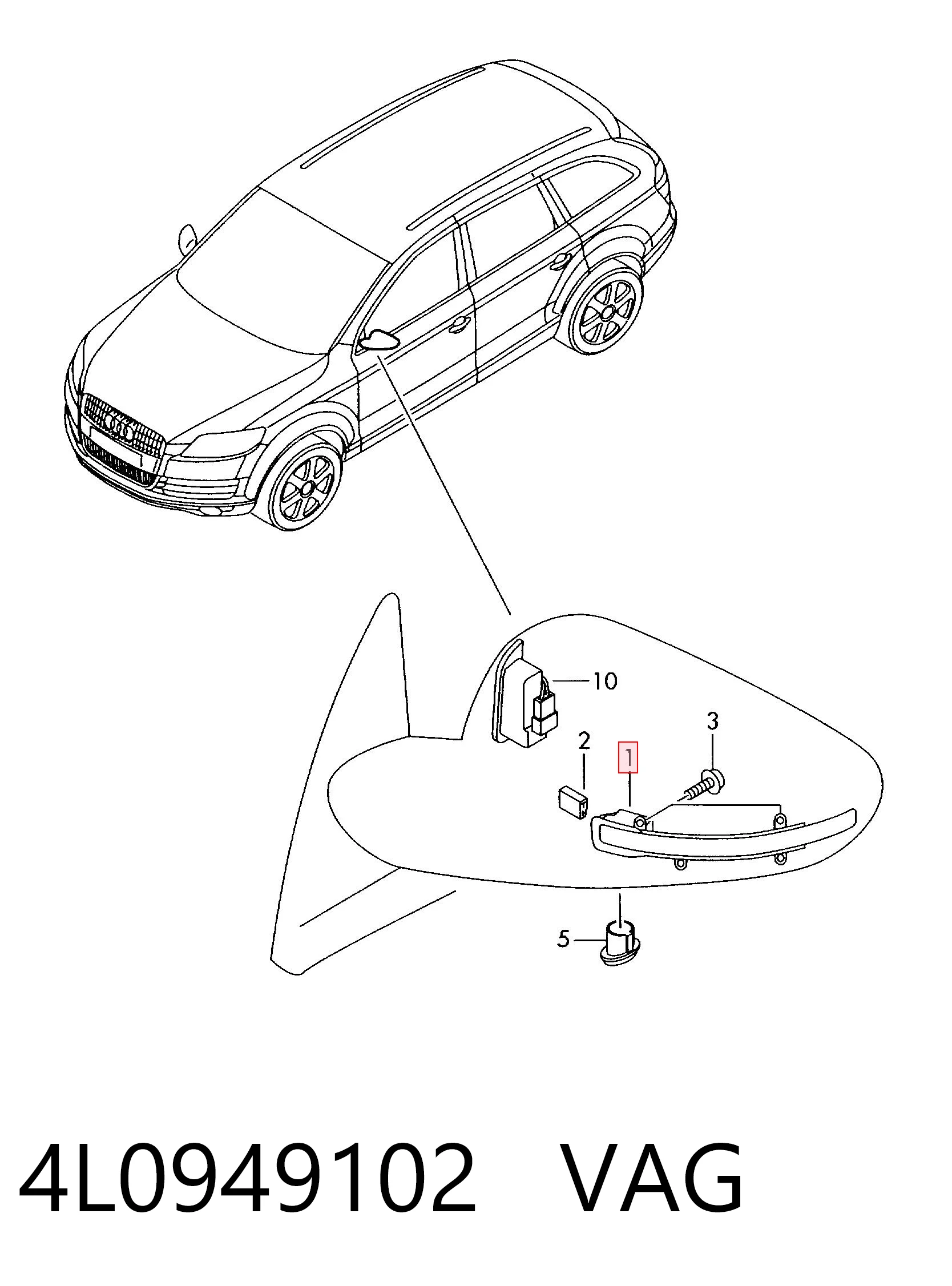 4L0949102 VAG Kierunkowskaz lusterka prawy