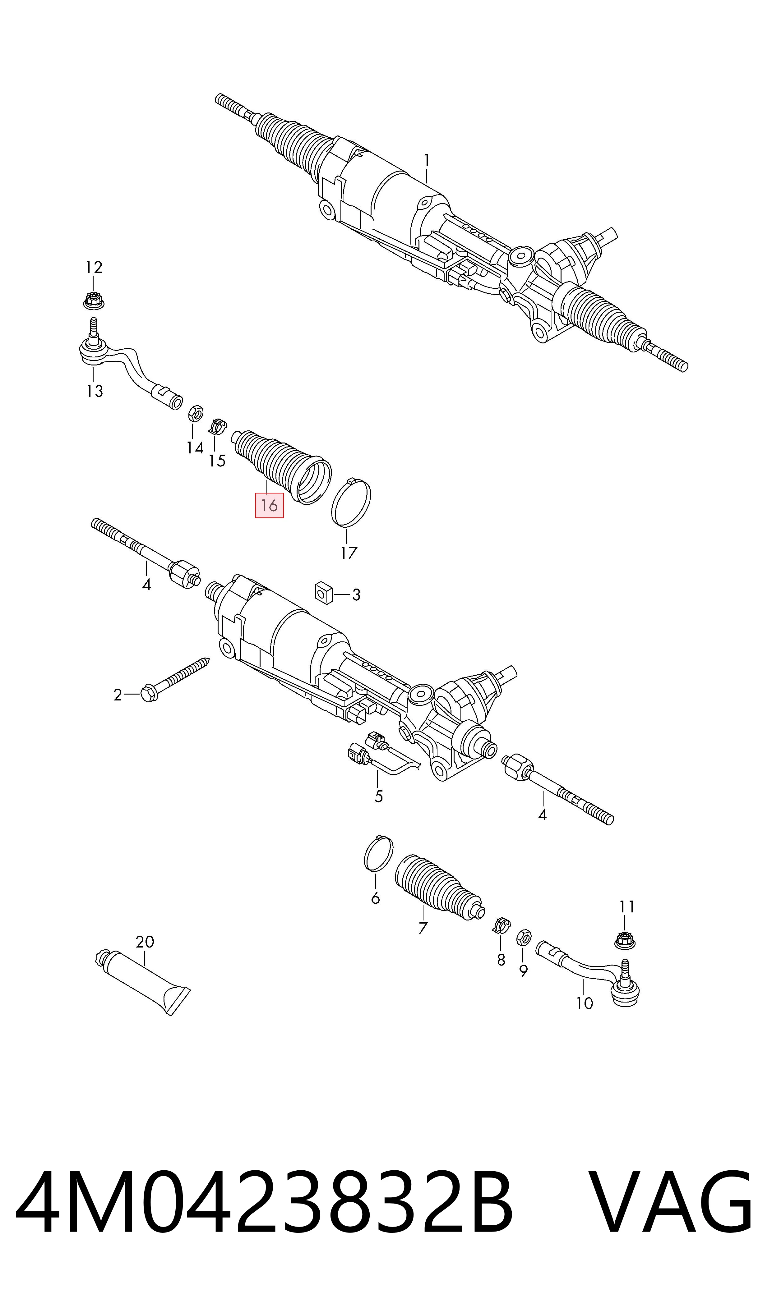 4M0423832B VAG Osłona przekładni kierowniczej (maglownicy) prawa