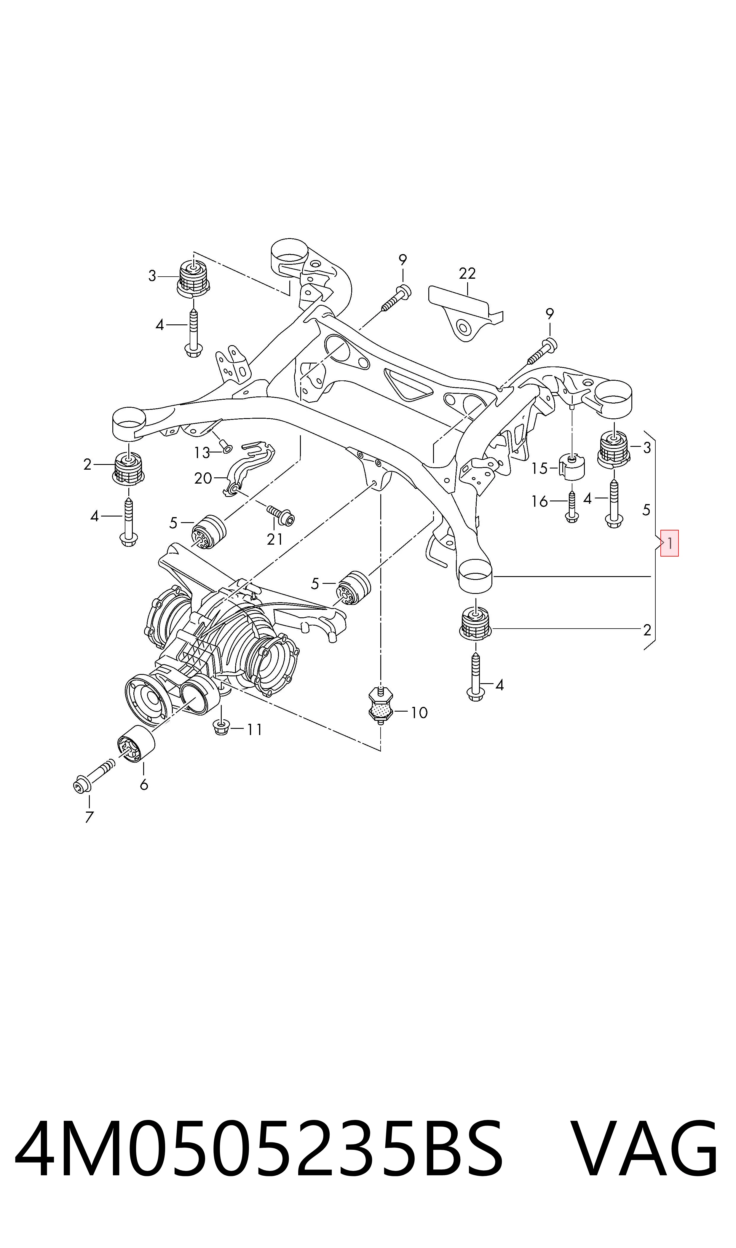 Korpus osi tylnej do Audi Q7  4MB, 4MG, 4MQ