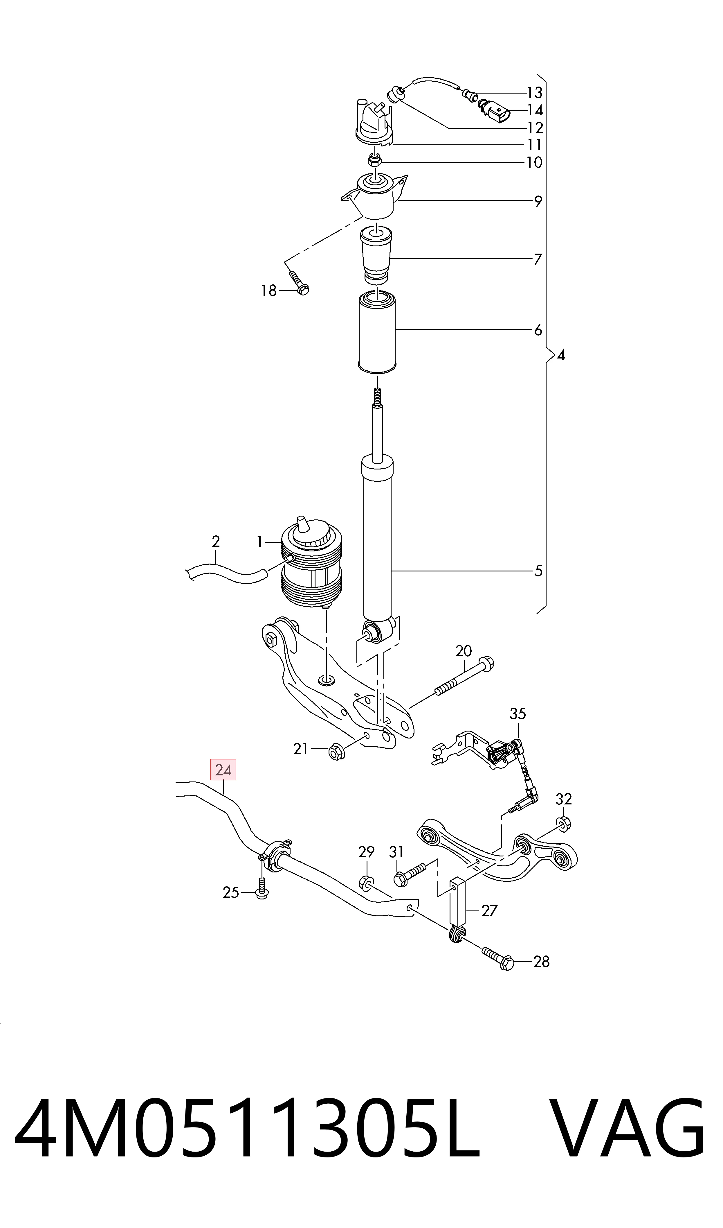 Stabilizator tylny do Volkswagen Touareg III CR7, RC8